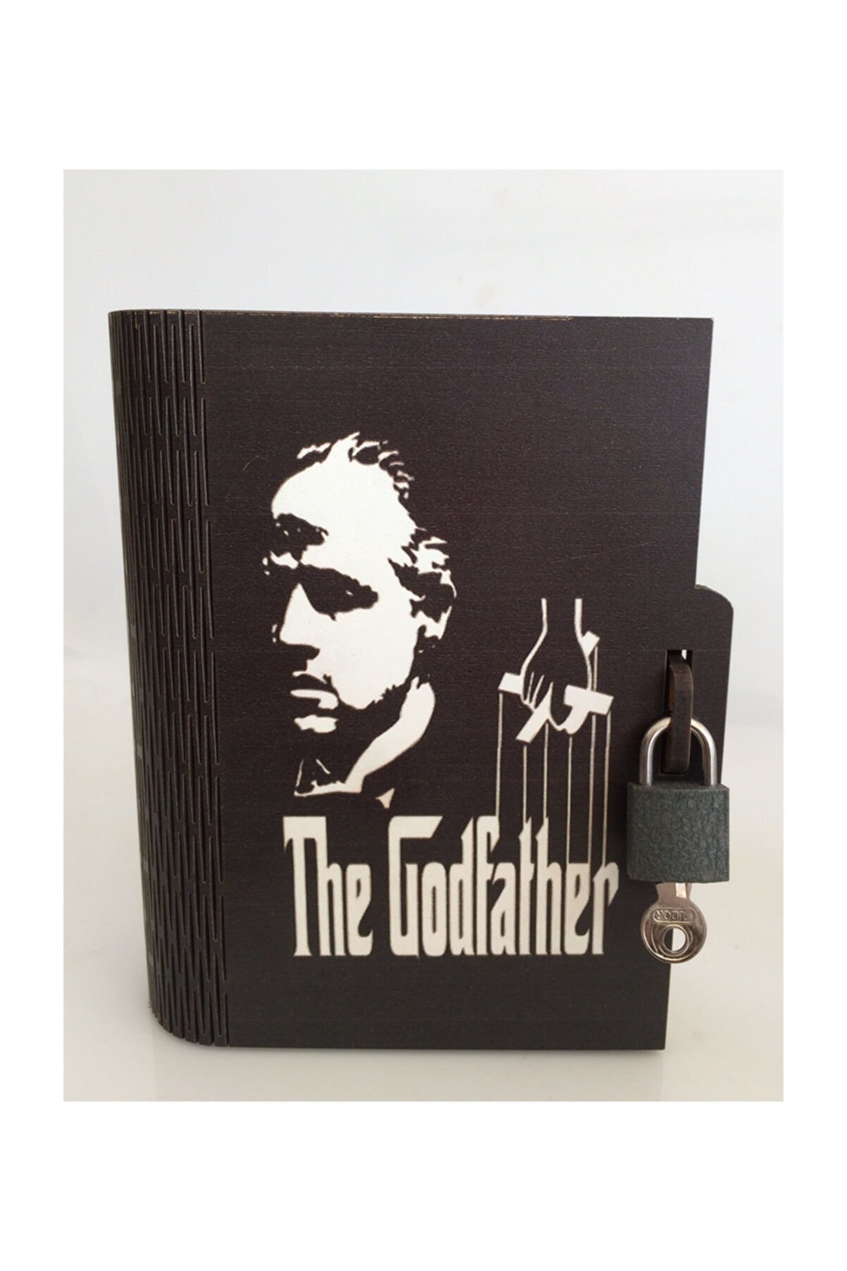 PRATİK DEKOR Kitap Kumbara Kilitli Ahşap Kutu Godfather