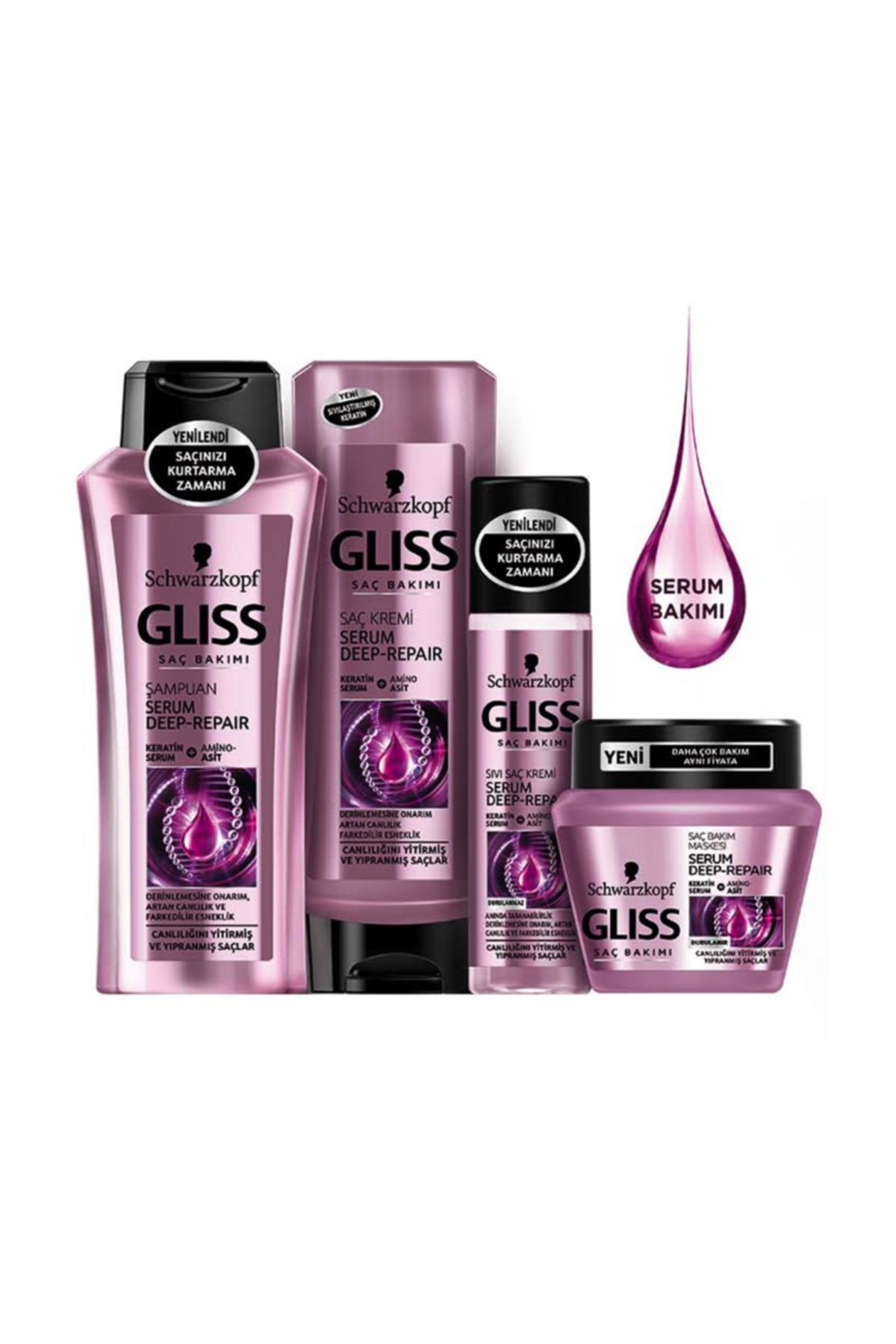 Gliss Serum Deep-repair Onarıcı Serum Bakımı Saç Bakım Seti 4'lü