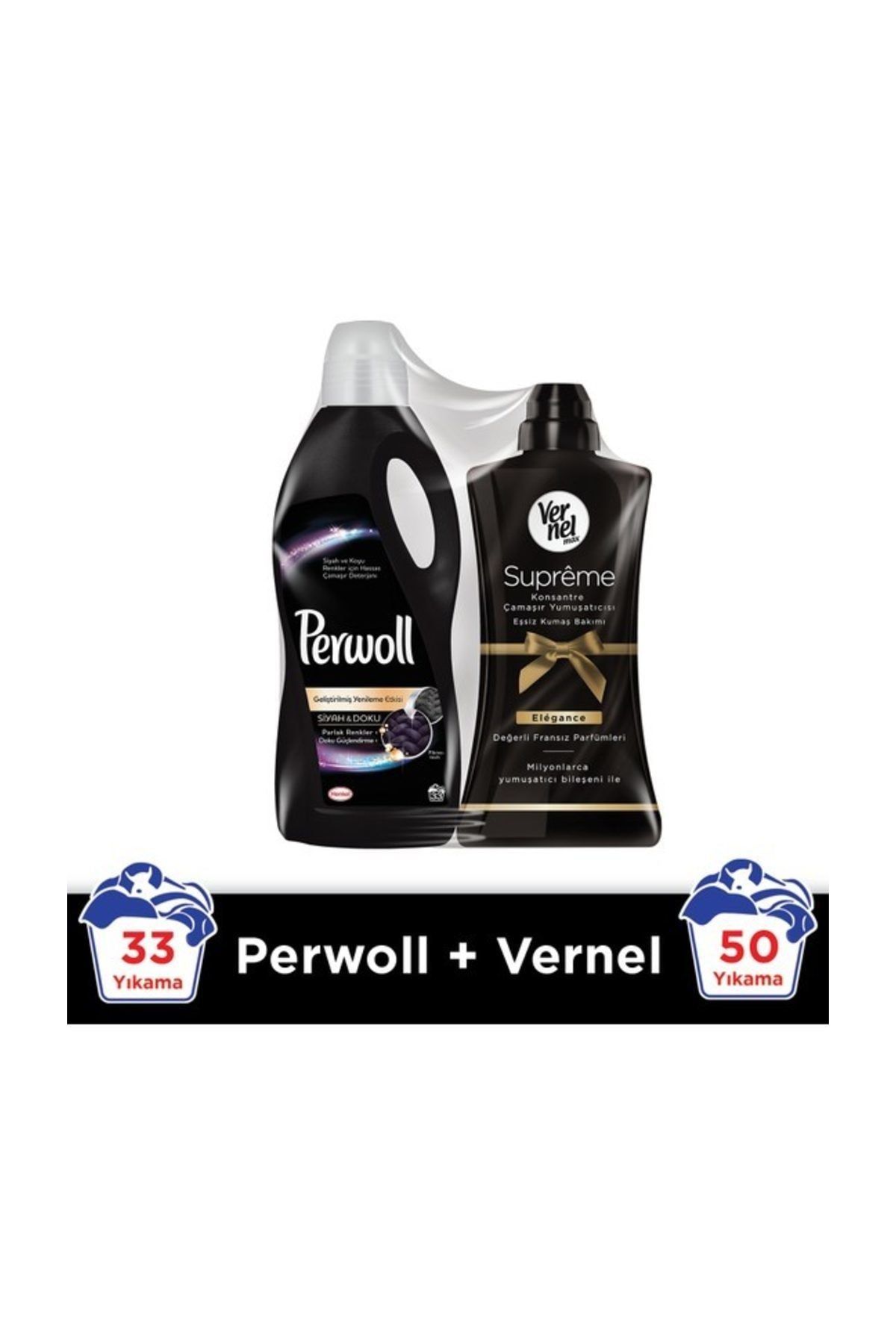Perwoll Siyah 2 lt Sıvı Çamaşır Deterjanı + Vernel Elegance 1200 ml Yumuşatıcı