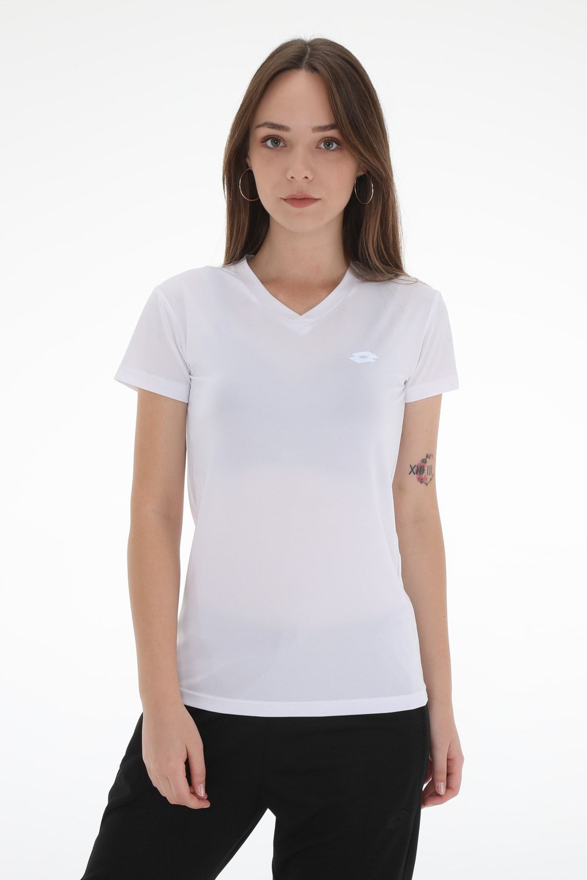 Lotto T-shirt Kadın / Kız Buff Tee Pl Vn W R6878 Beyaz/gümüş