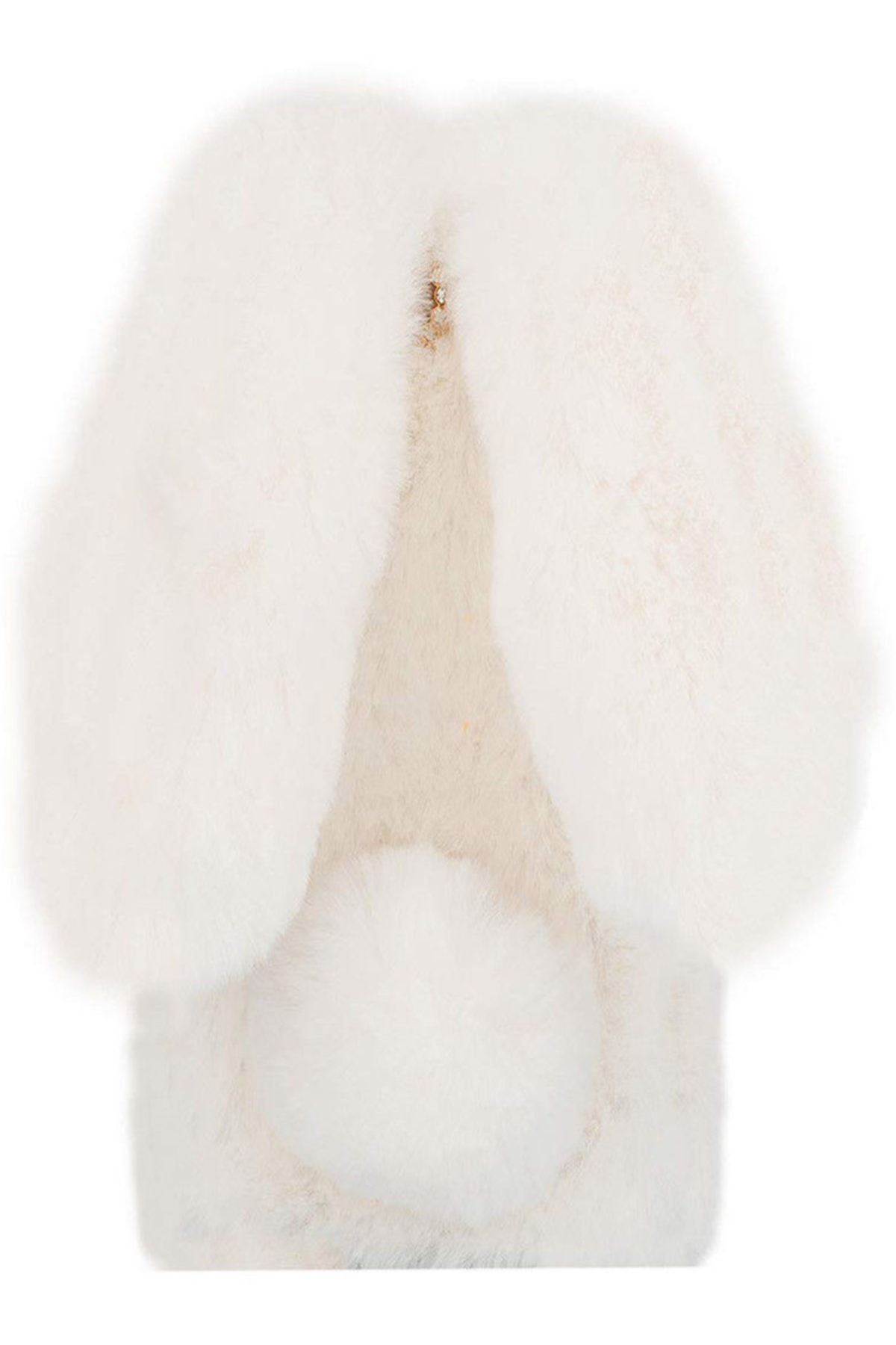 TahTicMer Oppo Reno 10x Zoom Kılıf Peluş Tüylü Tavşan Kulak Silikon Tpu Kapak Beyaz