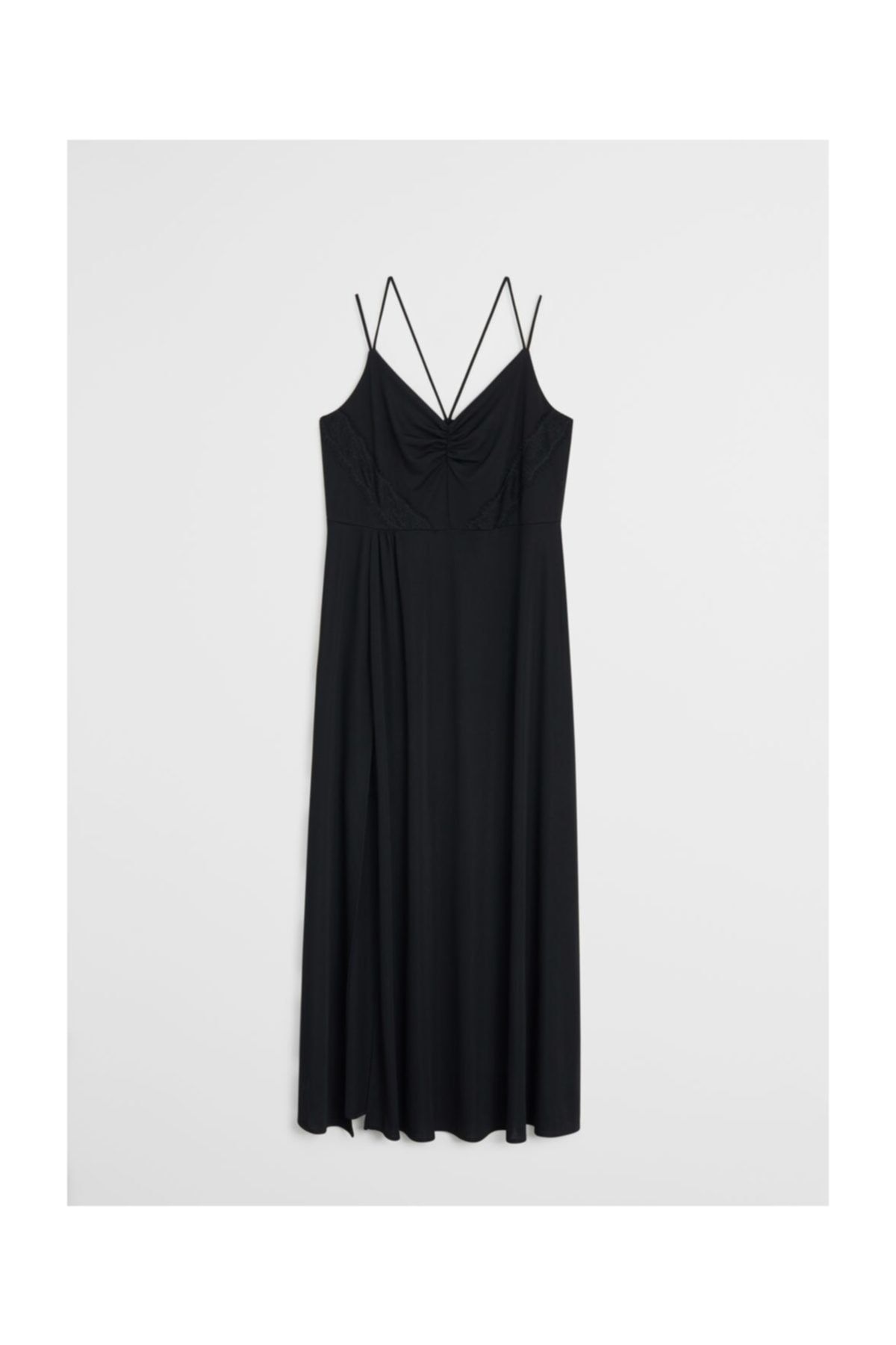 Violeta by MANGO Kadın Siyah Dantel Detaylı Elbise 67075970