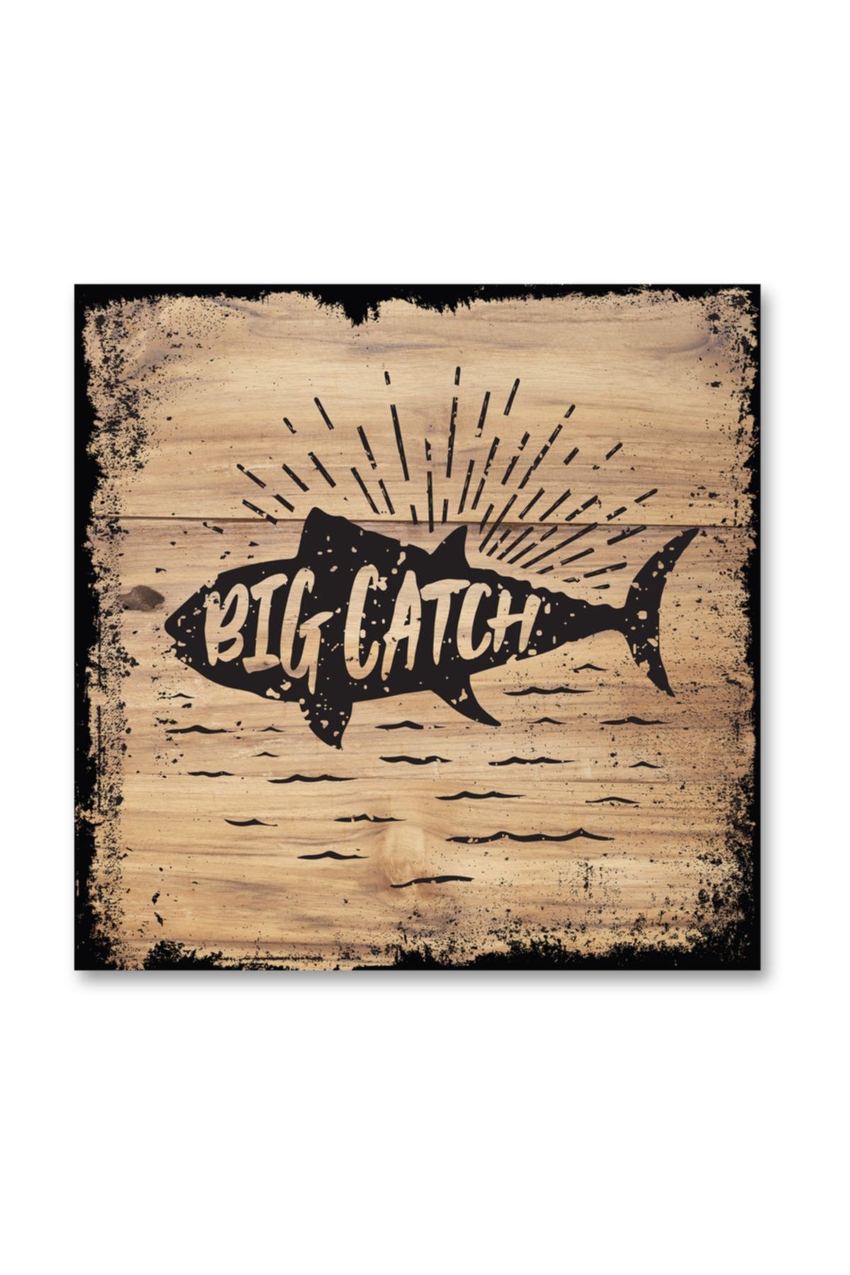 Tilki Dünyası Big Catch Balık Silüeti Ahşap Tablo