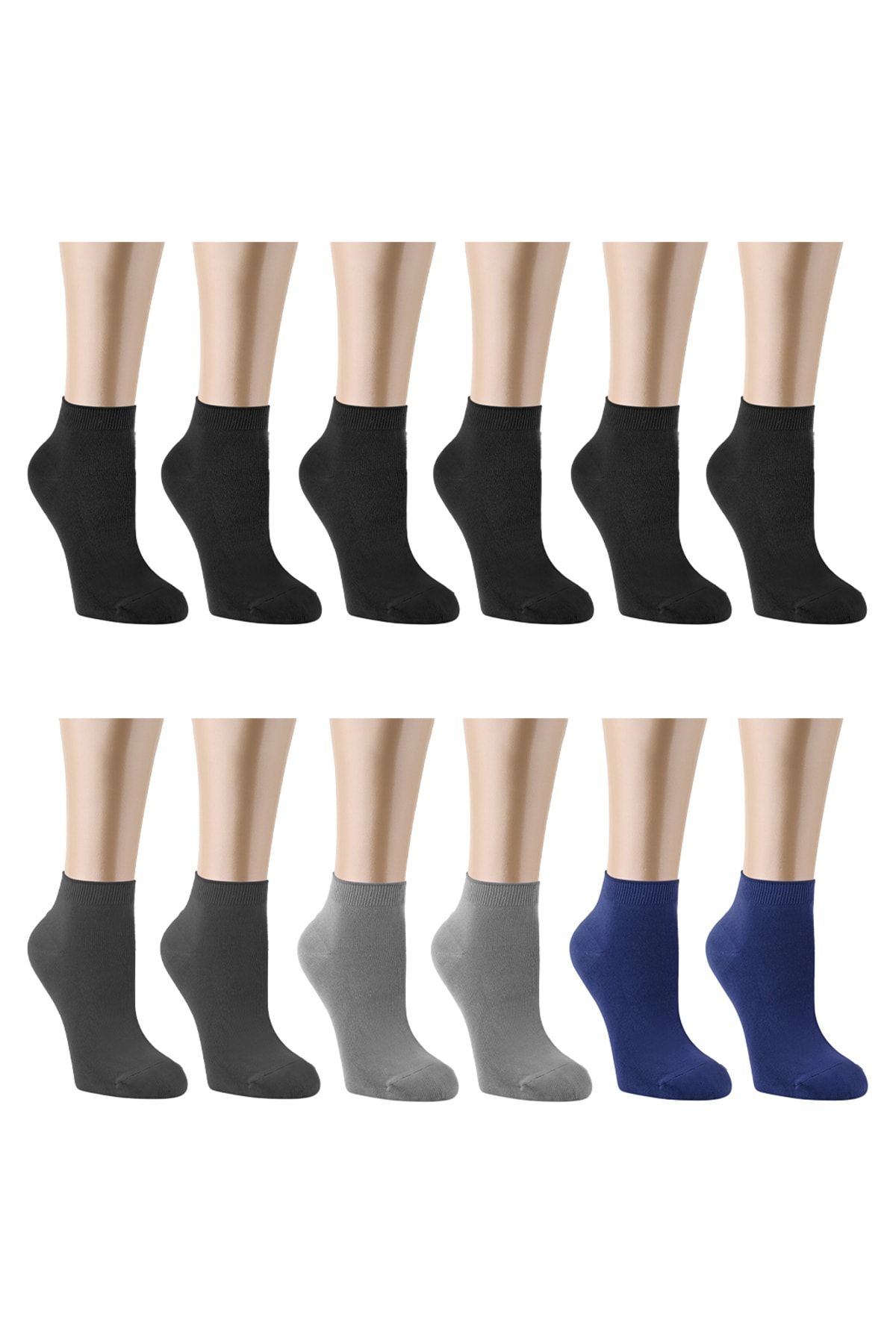 Ozzy Socks 12 Çift Bambu Erkek Dikişsiz Patik Çorap 4 Mevsim Dayanıklı Topuk Ve Burun Koyu renkler