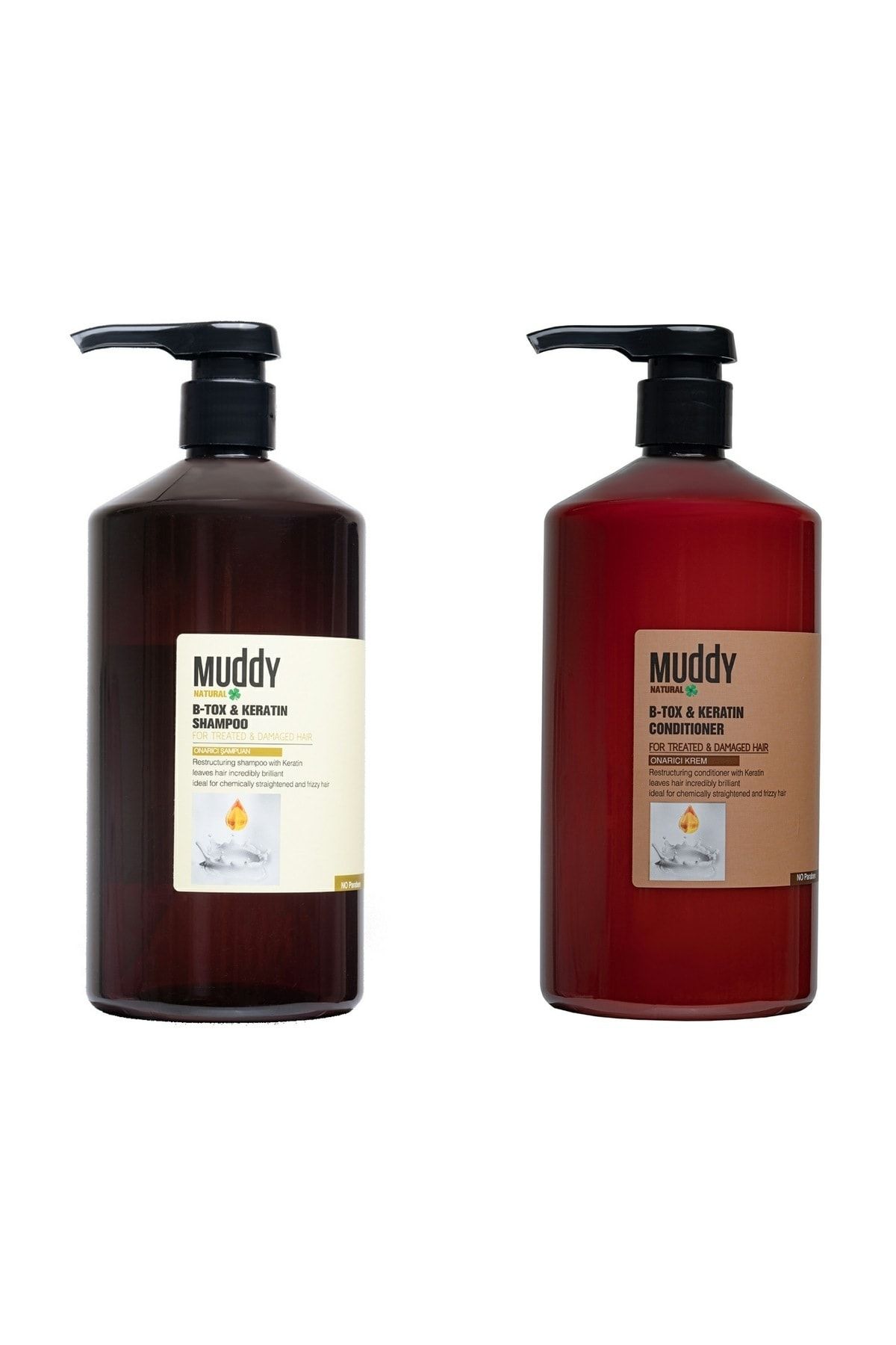Muddy Aşırı Yıpranmış Saçlara B-tox&Keratın Şampuan 1000 ml+Onarıcı B-tox&Keratın Condıtıoner Krem 1000 ml