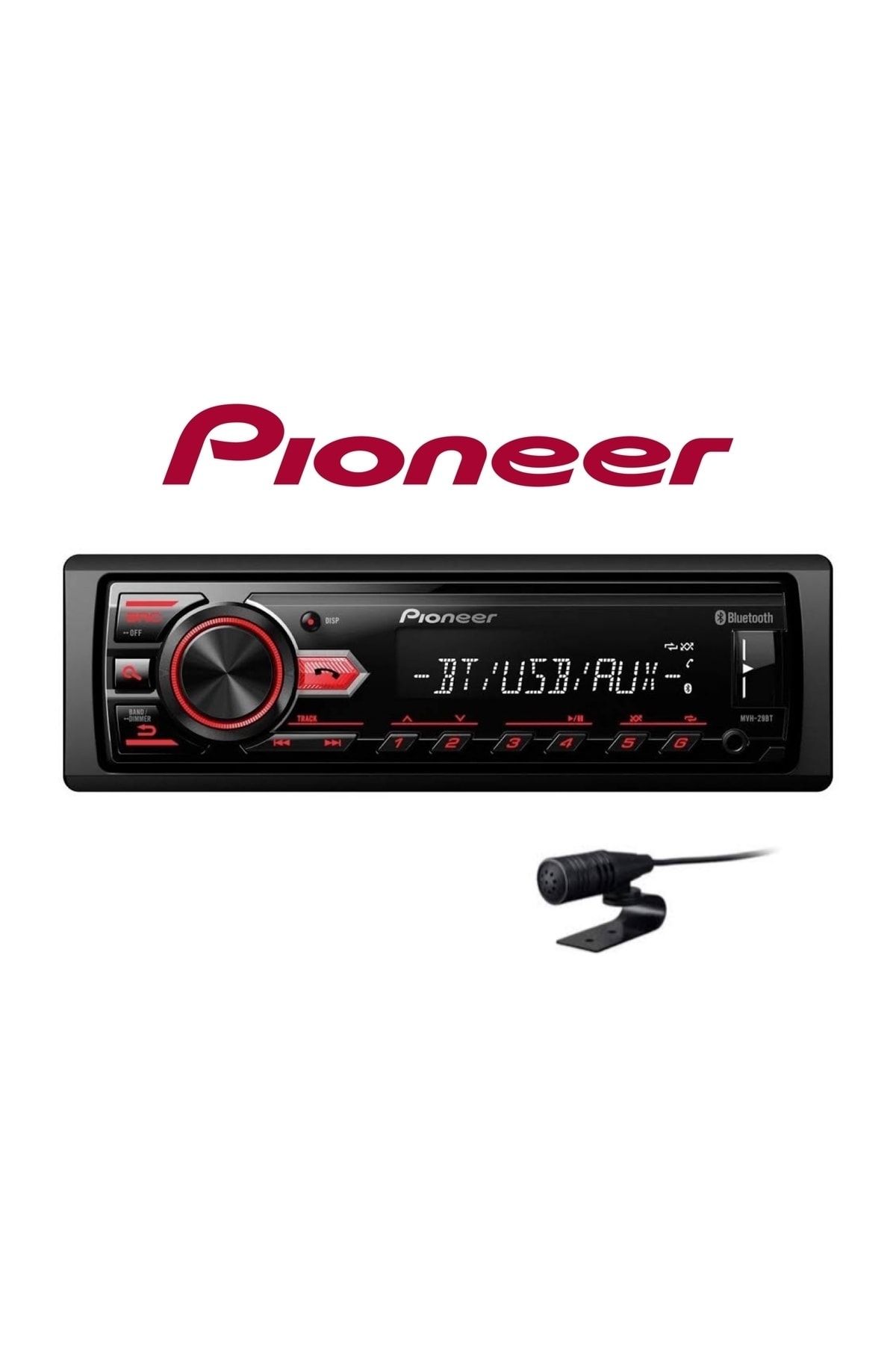 Pioneer MVH-29BT ARABA OTO TEYP BLUETOOTH-USB-AUX AMFİ ÇIKIŞLI 4X50WAT + harici mikrofon