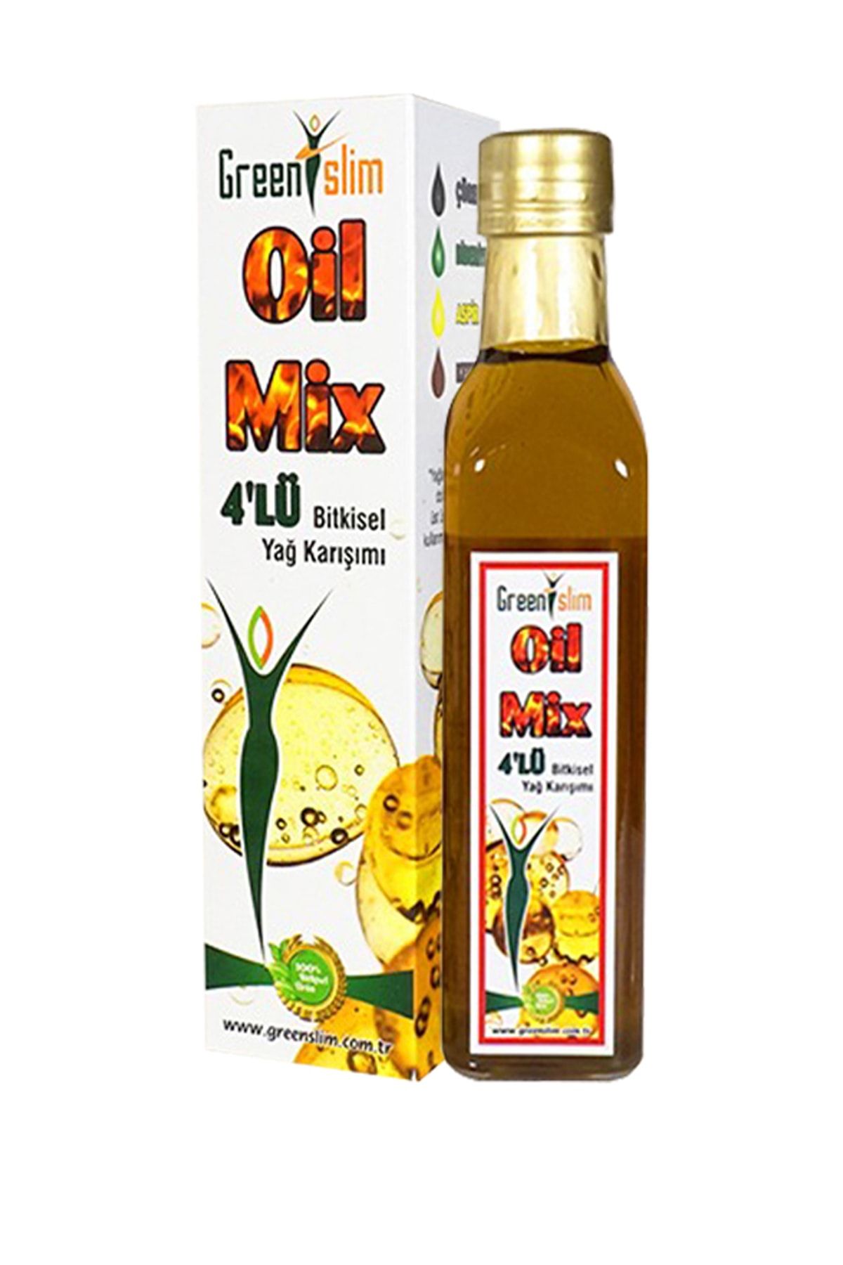 GREEN SLİM Slim Oil Mix 4'lü Bitkisel Yağ Karışımı 250 ml Aspir Biberiye Çörekotu