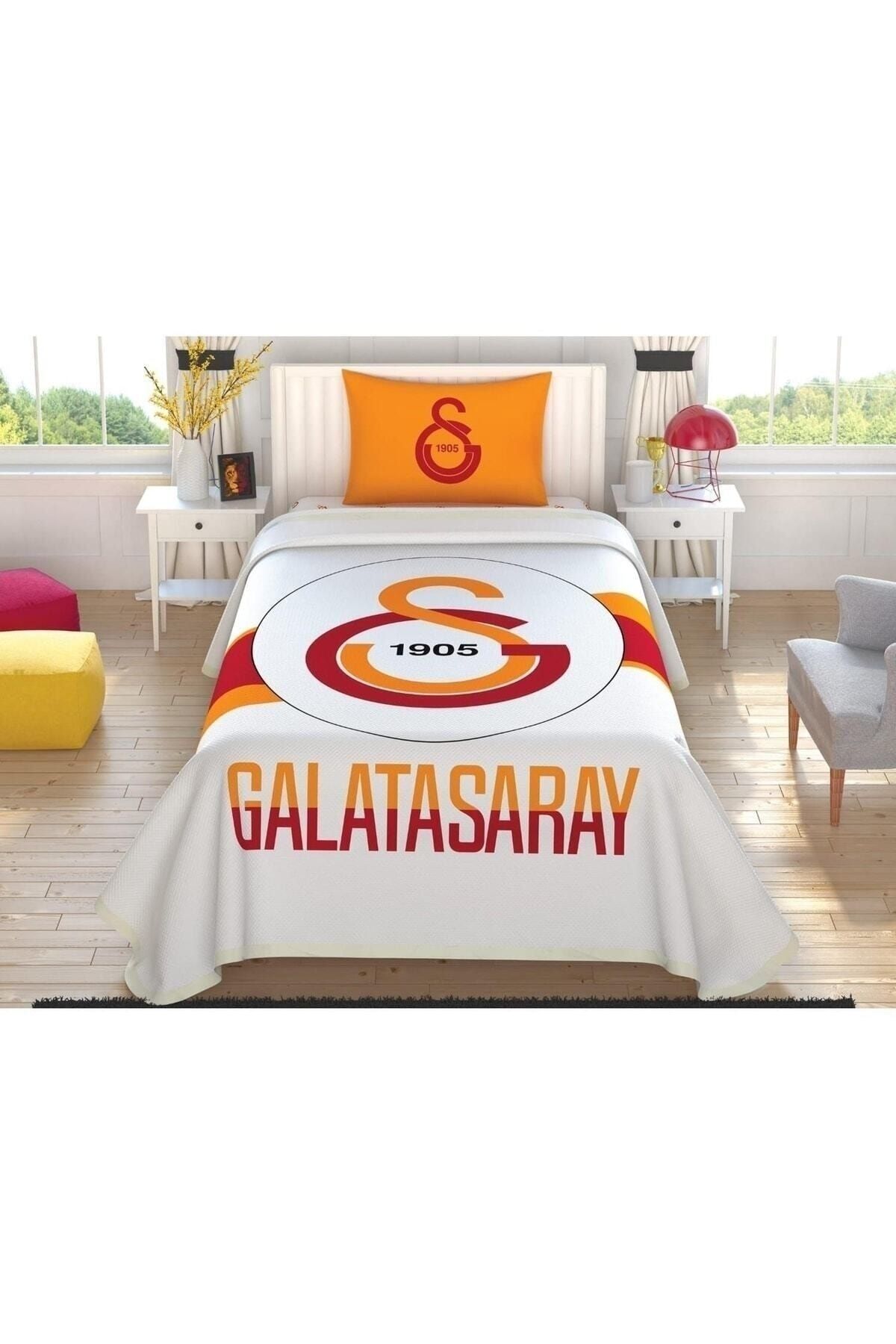Taç Galatasaray Logo Tek Kişilik Pike Takımı 120x200 Fitted Çarşaf