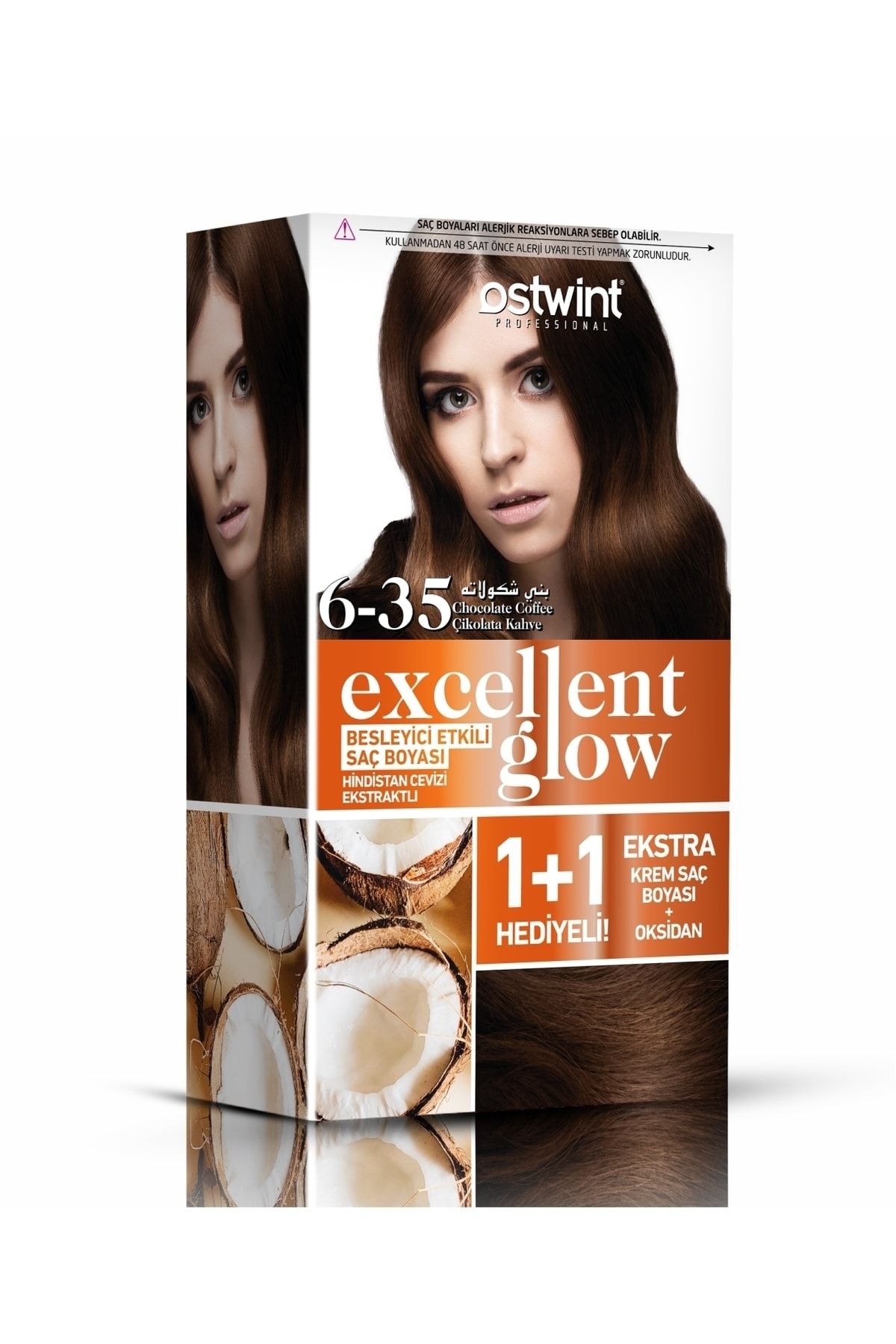 Ostwint Excellent Glow 1+1 Hediyeli Saç Boyası Seti No.6.35 Çikolata Kahve