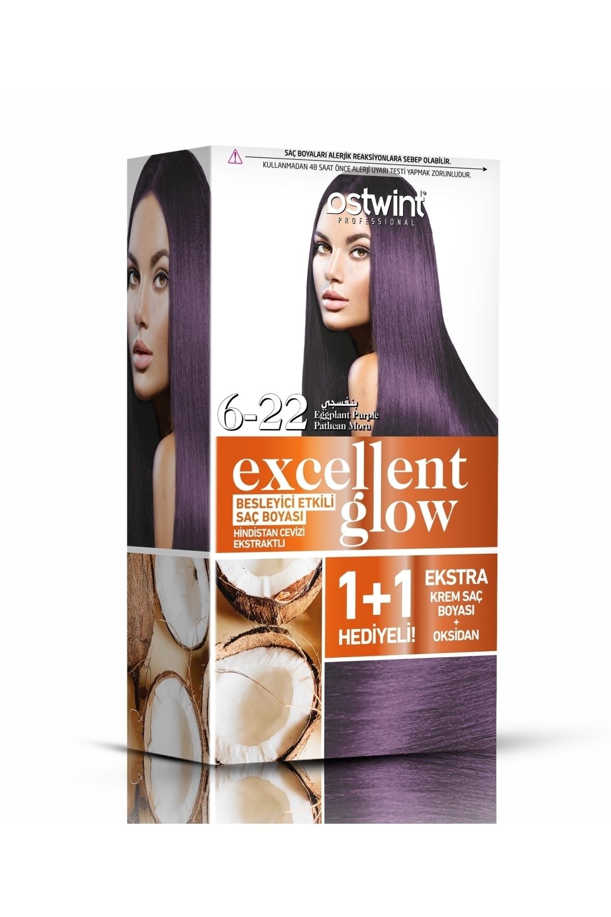 Ostwint Excellent Glow 1+1 Hediyeli Saç Boyası Seti No.6.22 Patlıcan Moru