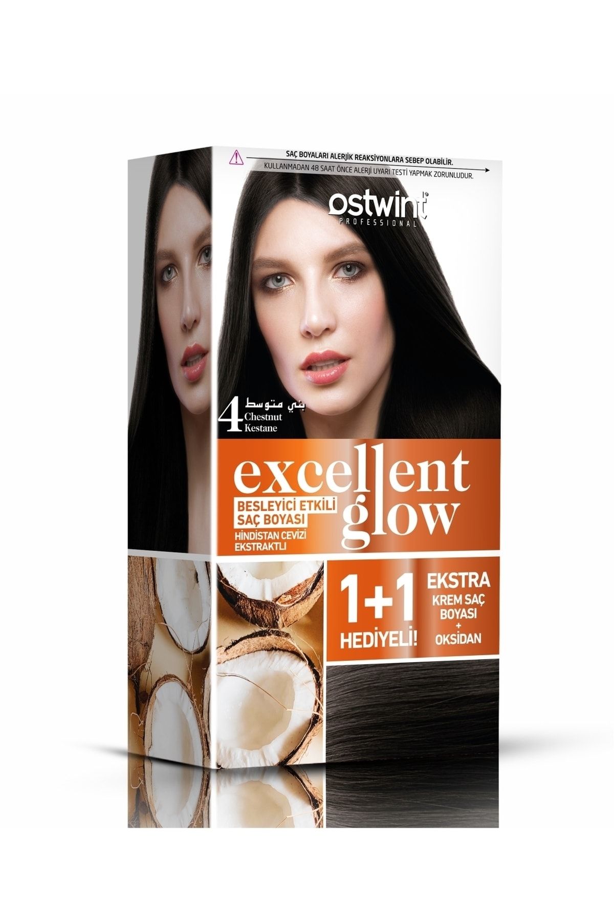 Ostwint Excellent Glow 1+1 Hediyeli Saç Boyası Seti No.4 Kestane