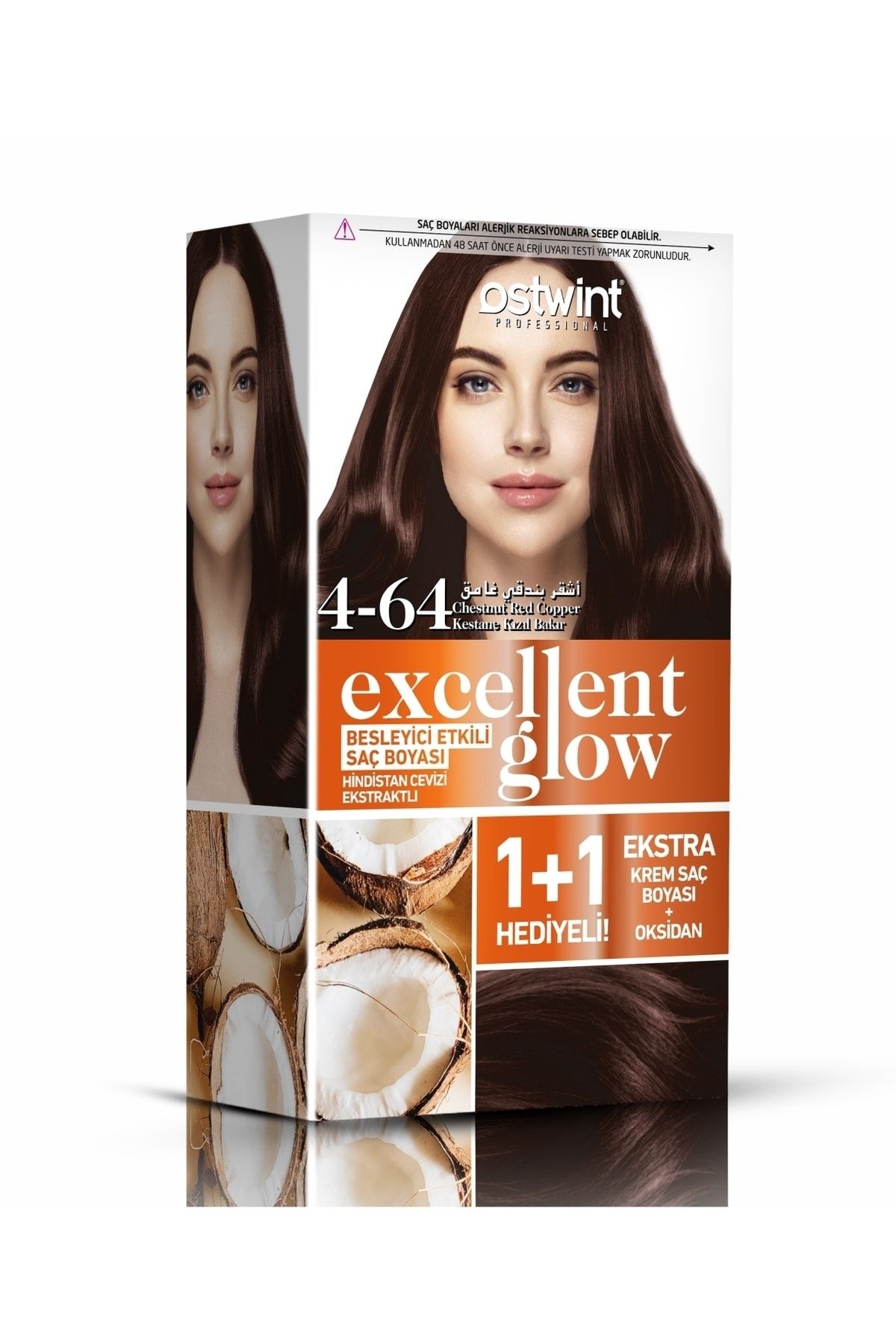 Ostwint Excellent Glow 1+1 Hediyeli Saç Boyası Seti No.4.64 Kestane Kızıl Bakır