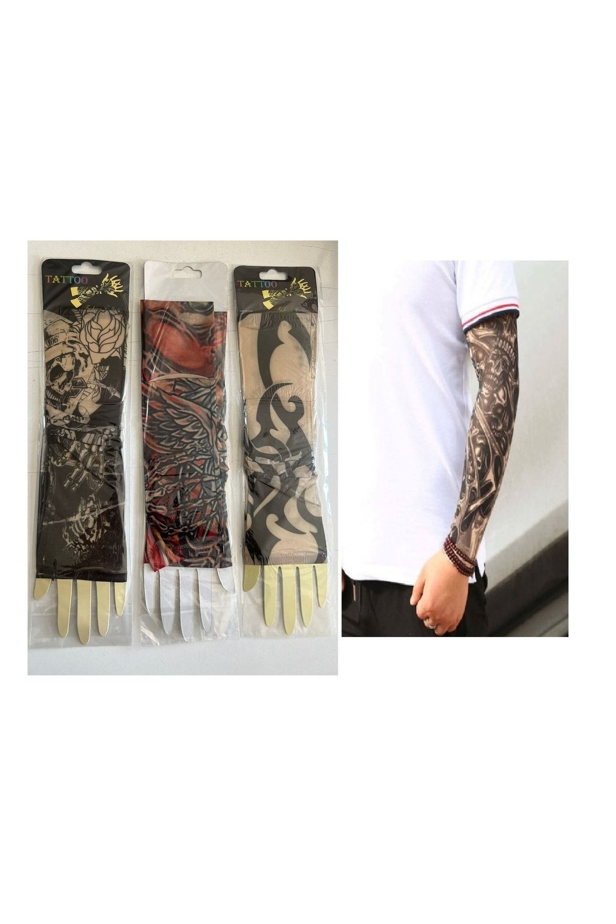 Airbrush Tattoo 3 Çift 6 Adet Giyilebilir Dövme Sleeves Tattoo Çorabı SLEEVES