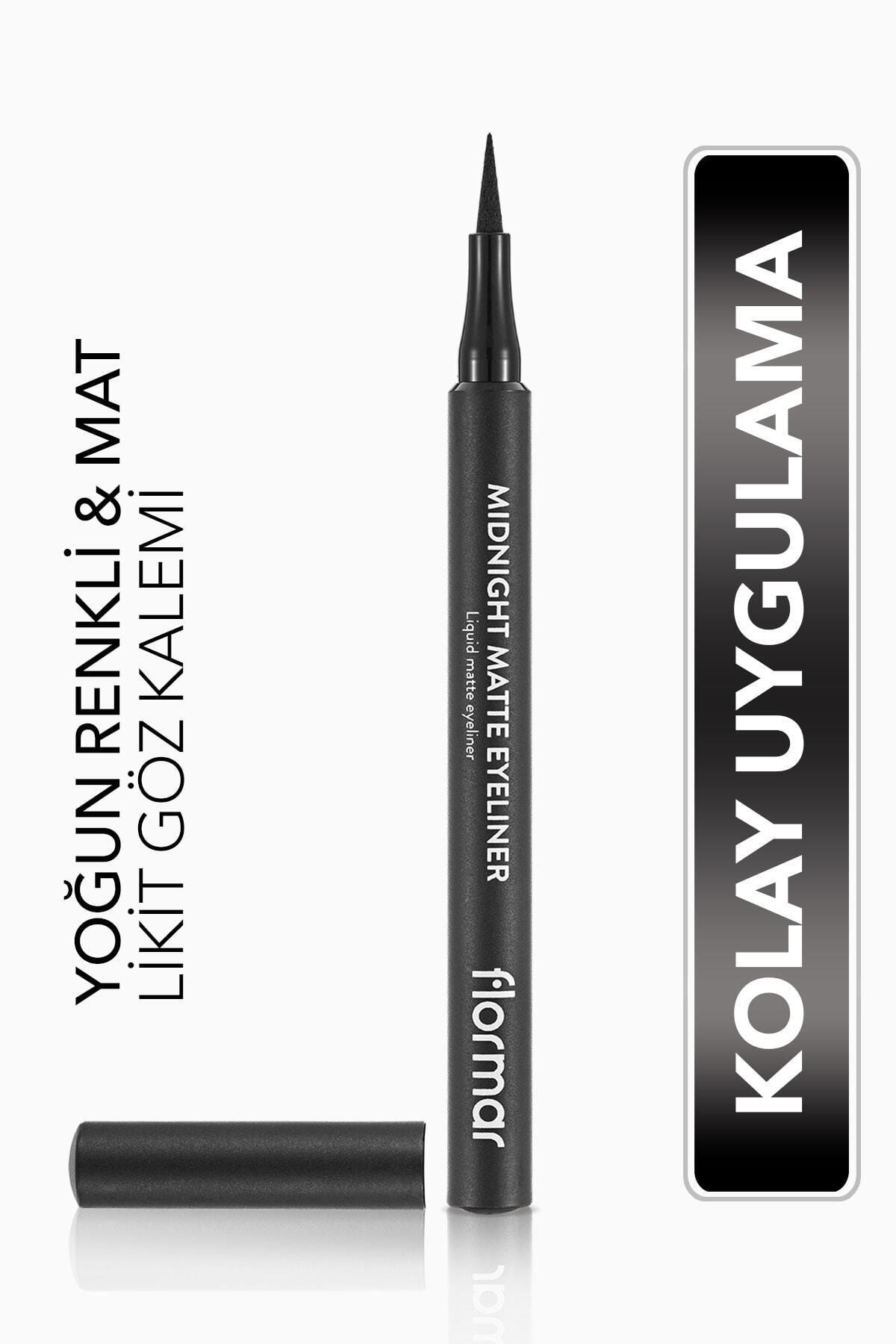 Flormar Mat Likit Kalem Eyeliner  - Midnight Matte Eyeliner - 001 Black - 8690604532292