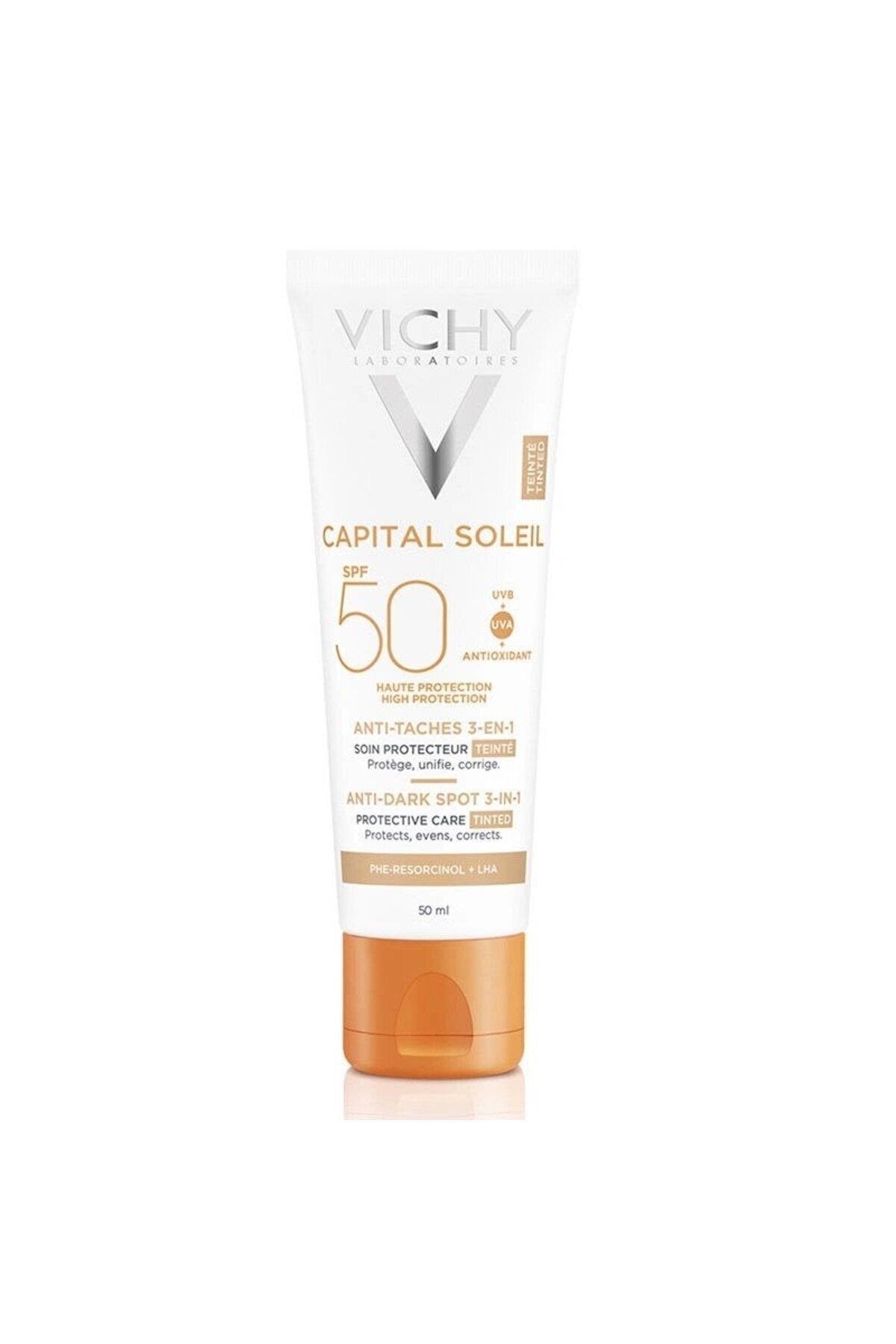 Vichy Capital Soleil-SPF50+ Anti Dark Spots E Vitamini İçerikli Leke Karşıtı Renkli Yüz Güneş Kremi 50 ml