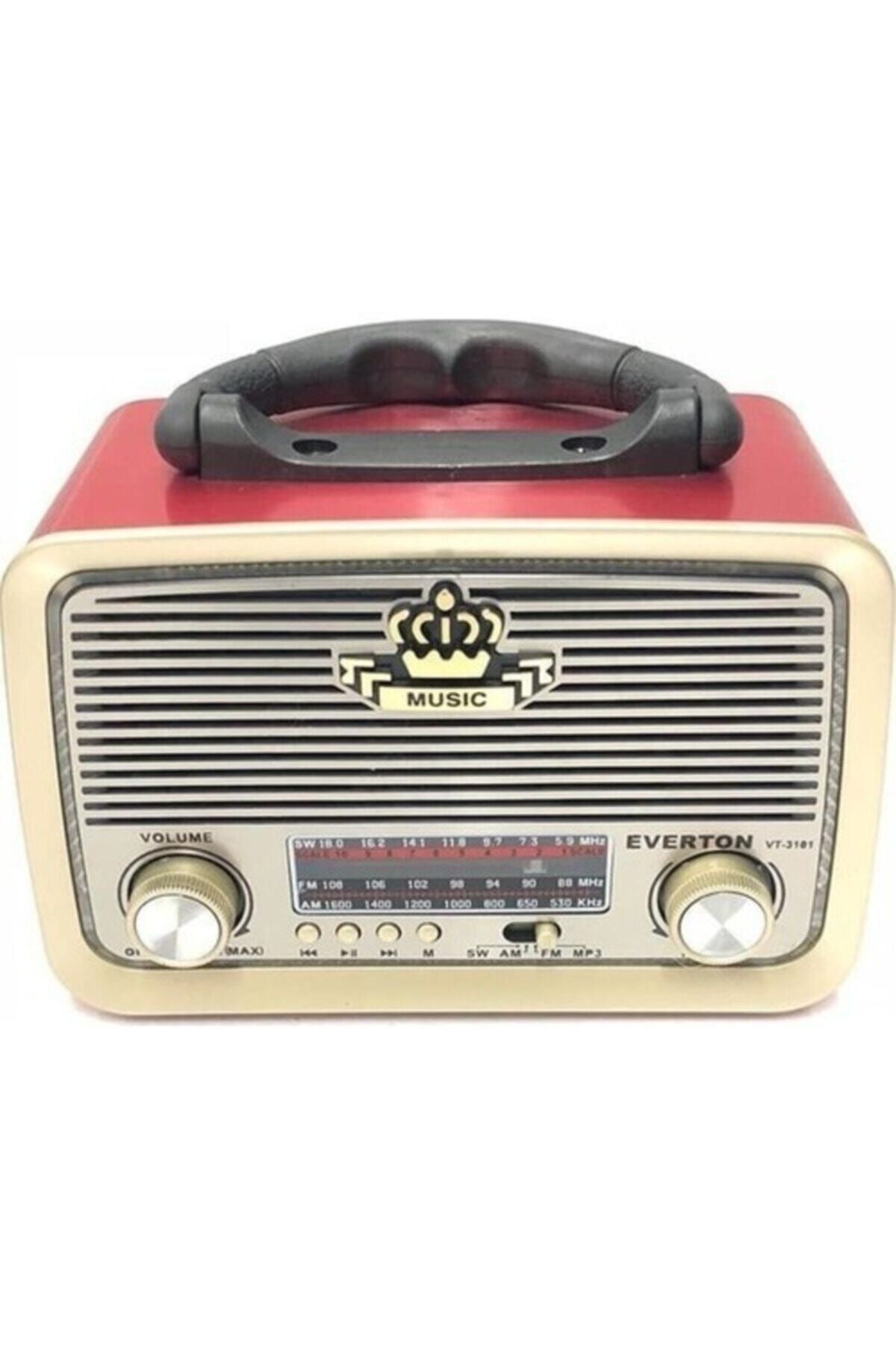 Everton Rt-301 Nostaljik Görünümlü Bluetoothlu Mp3 Çalar Radyo Müzik Kutusu Kırmızı