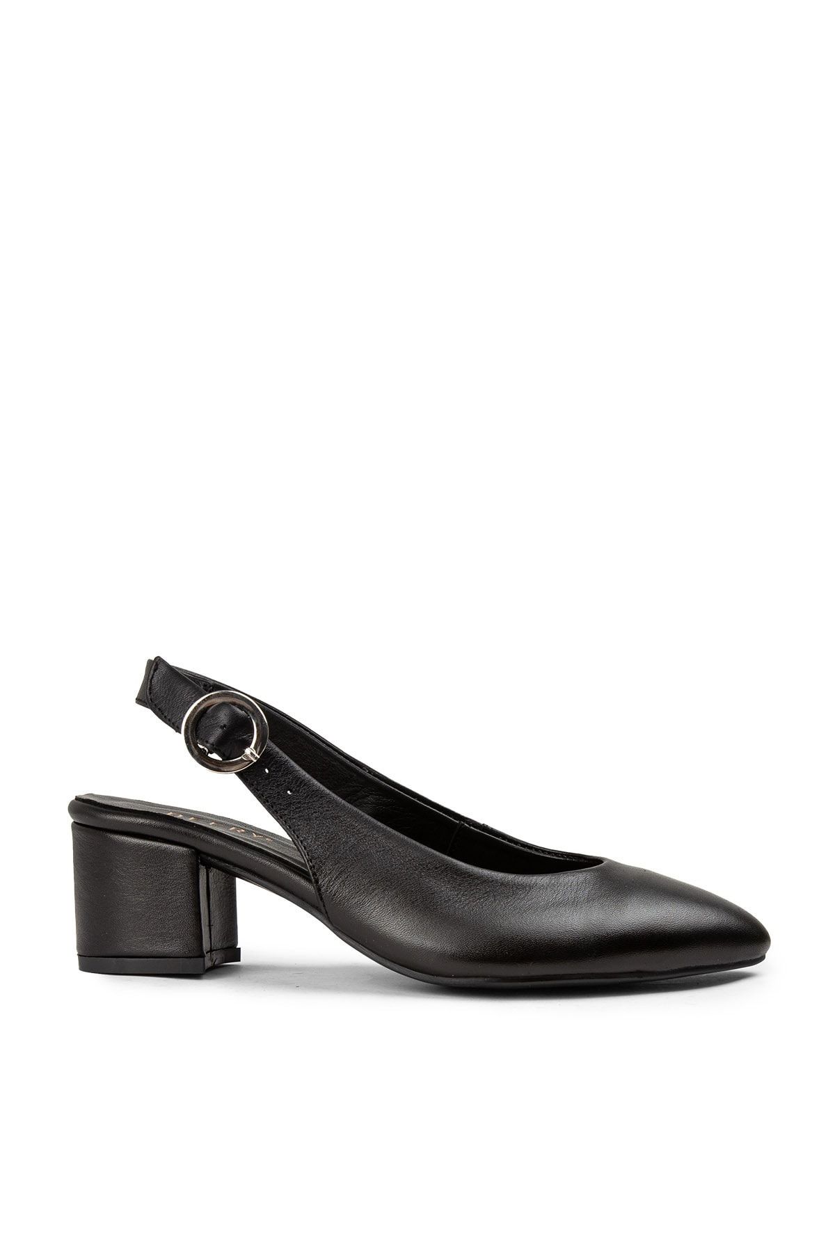Deery Hakiki Deri Siyah Kadın Günlük Topuklu Ayakkabı