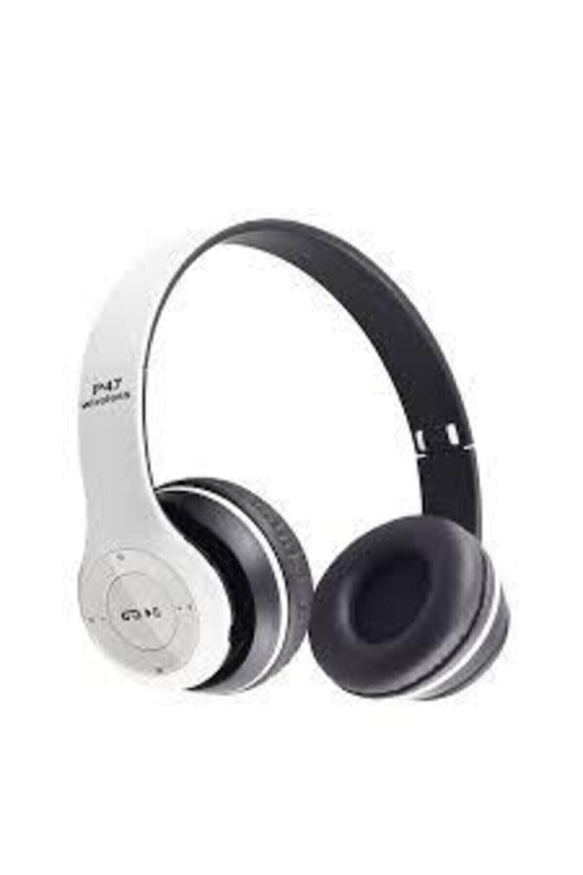 Polygold Beyaz Renk Kafa Üstü Wireless Bluetooth Kablosuz Kulaklık Mp3 Extra Bass Fm Radyo