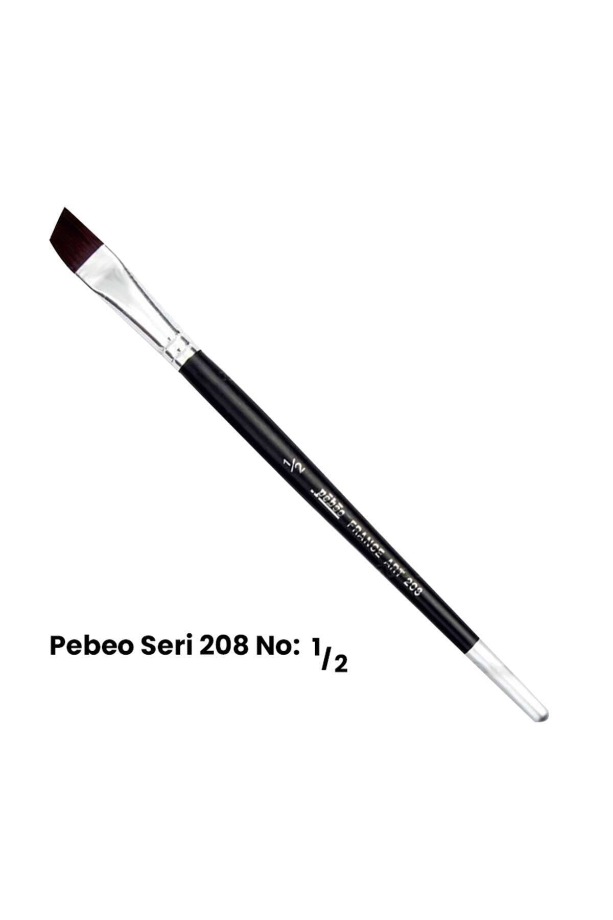 Pebeo 208 1/2 Siyah Sentetik Yan Kesik Kısa Saplı Fırça