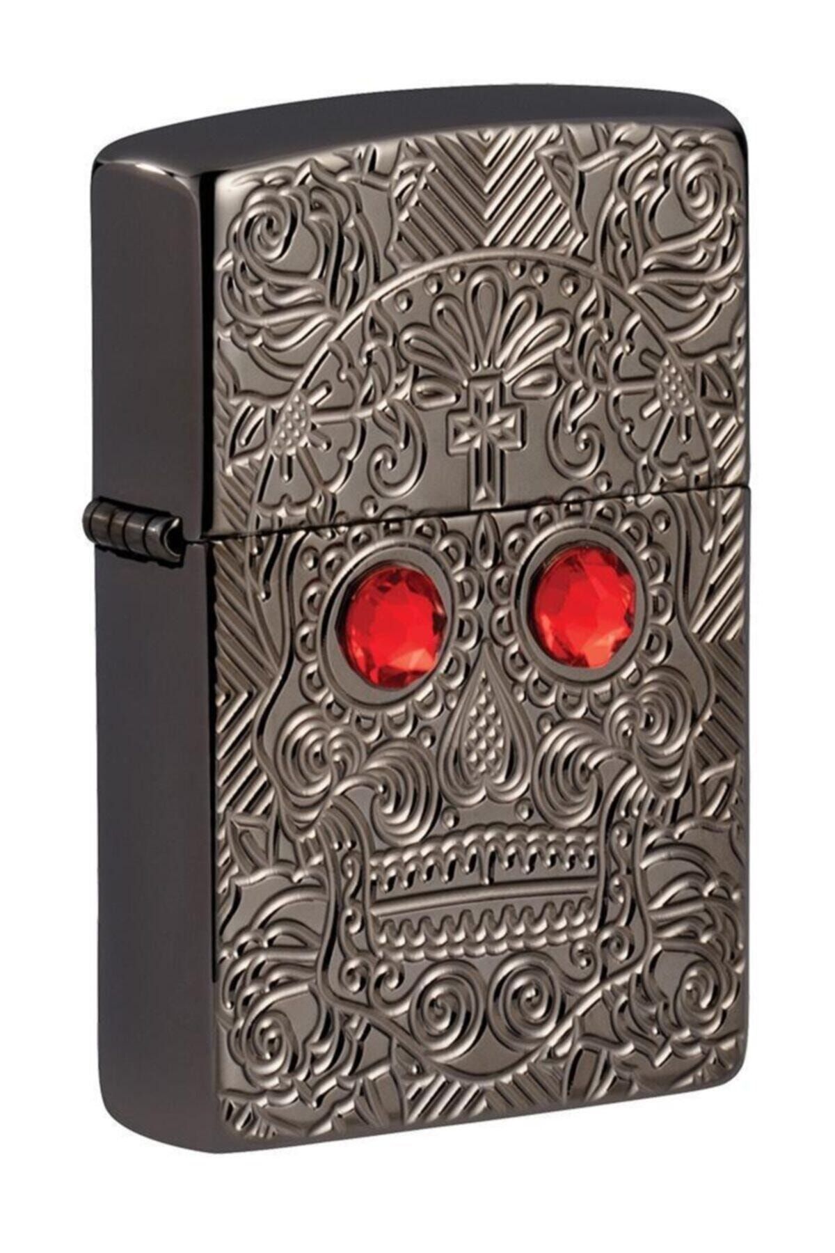 Zippo Çakmak Armor Crystal Skull Design Lighter 49300