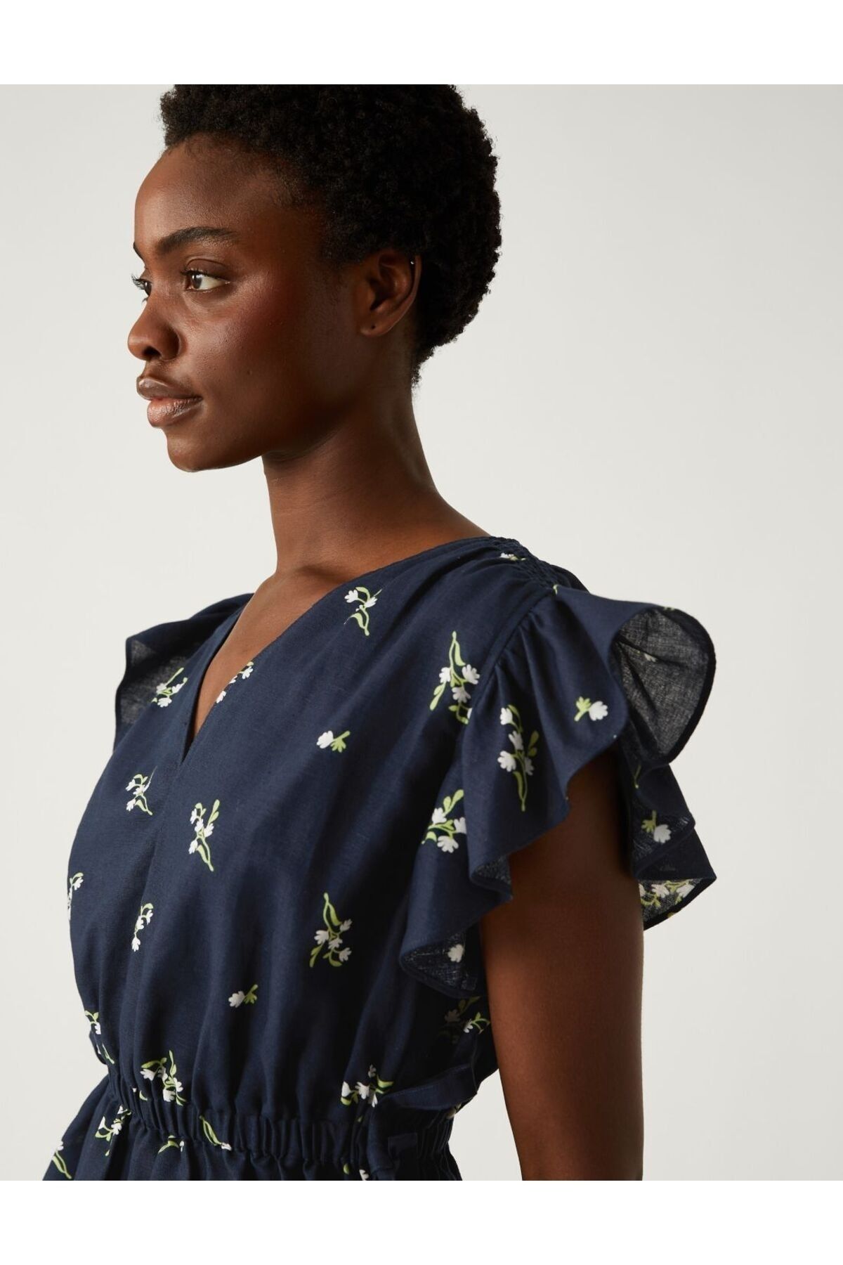 Marks & Spencer Çiçek Desenli Keten Bluz