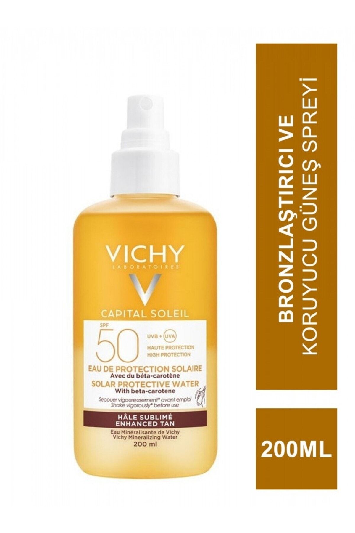 Vichy Capital Soleil SPF 50+ Işıltılı Bronzlaştırıcı, Güneş Koruyucu Yüz Ve Vücut Spreyi 200 ml