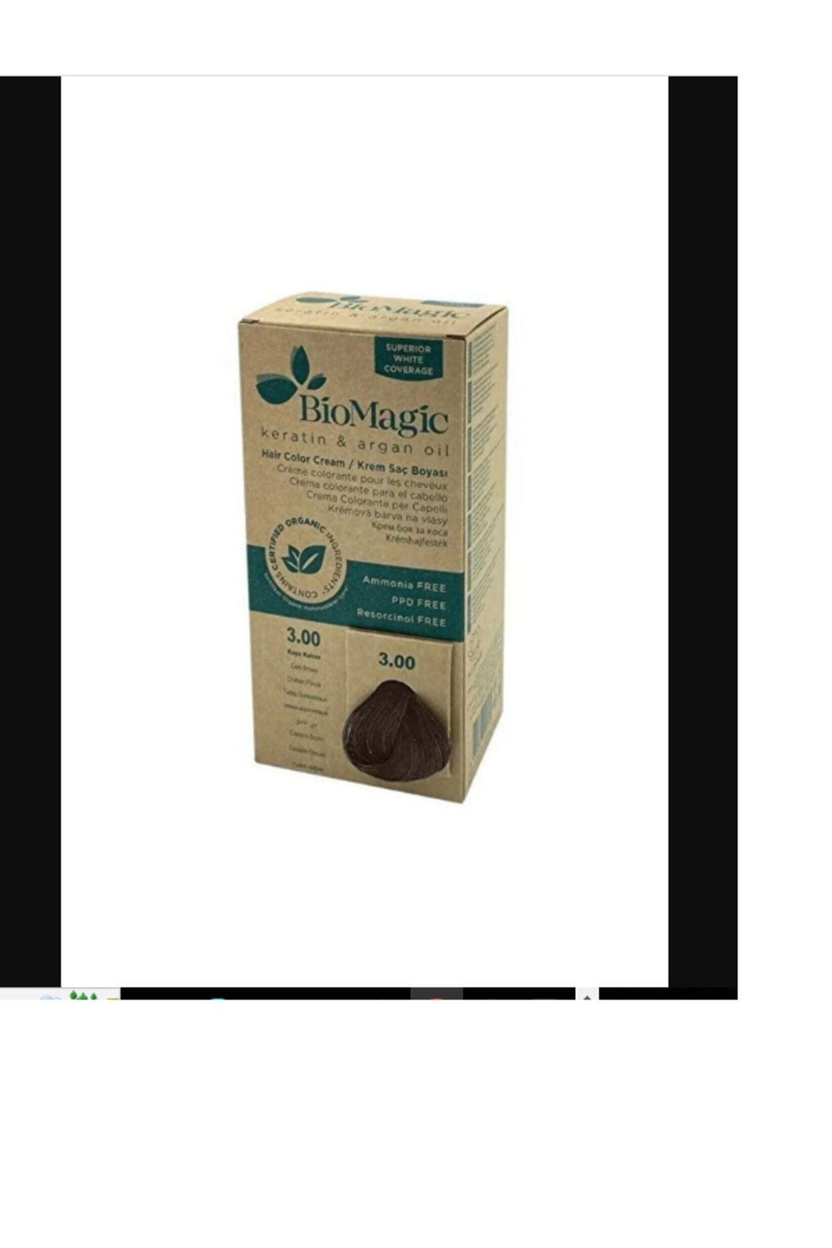 BioMagic Doğal Organic Kalıcı Krem Saç Boyası Koyu Kahve No. 3.00 60 ml NEHİR230609