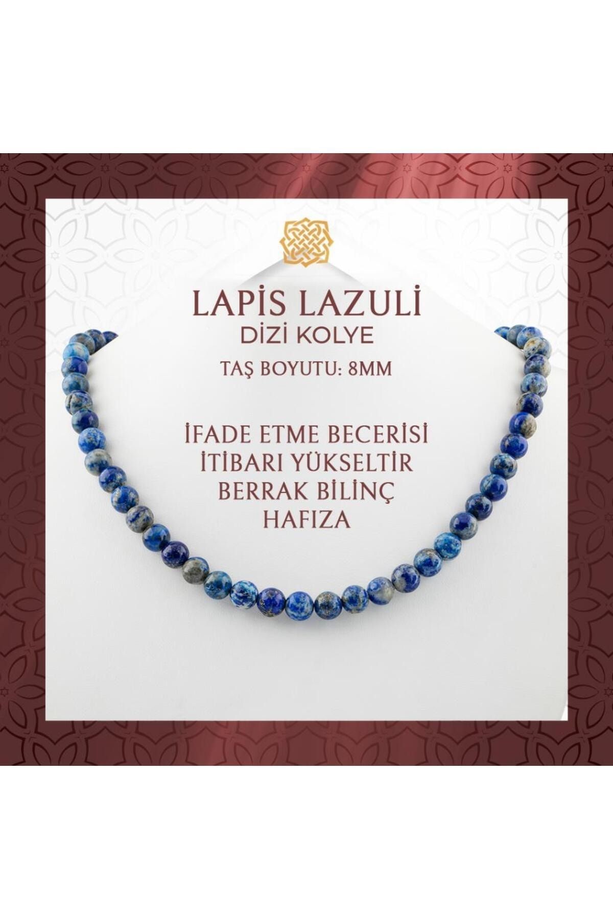 Saff Doğal Taş Lapis Lazuli 8 mm Dizi Doğal Taş Kolye - 54cm