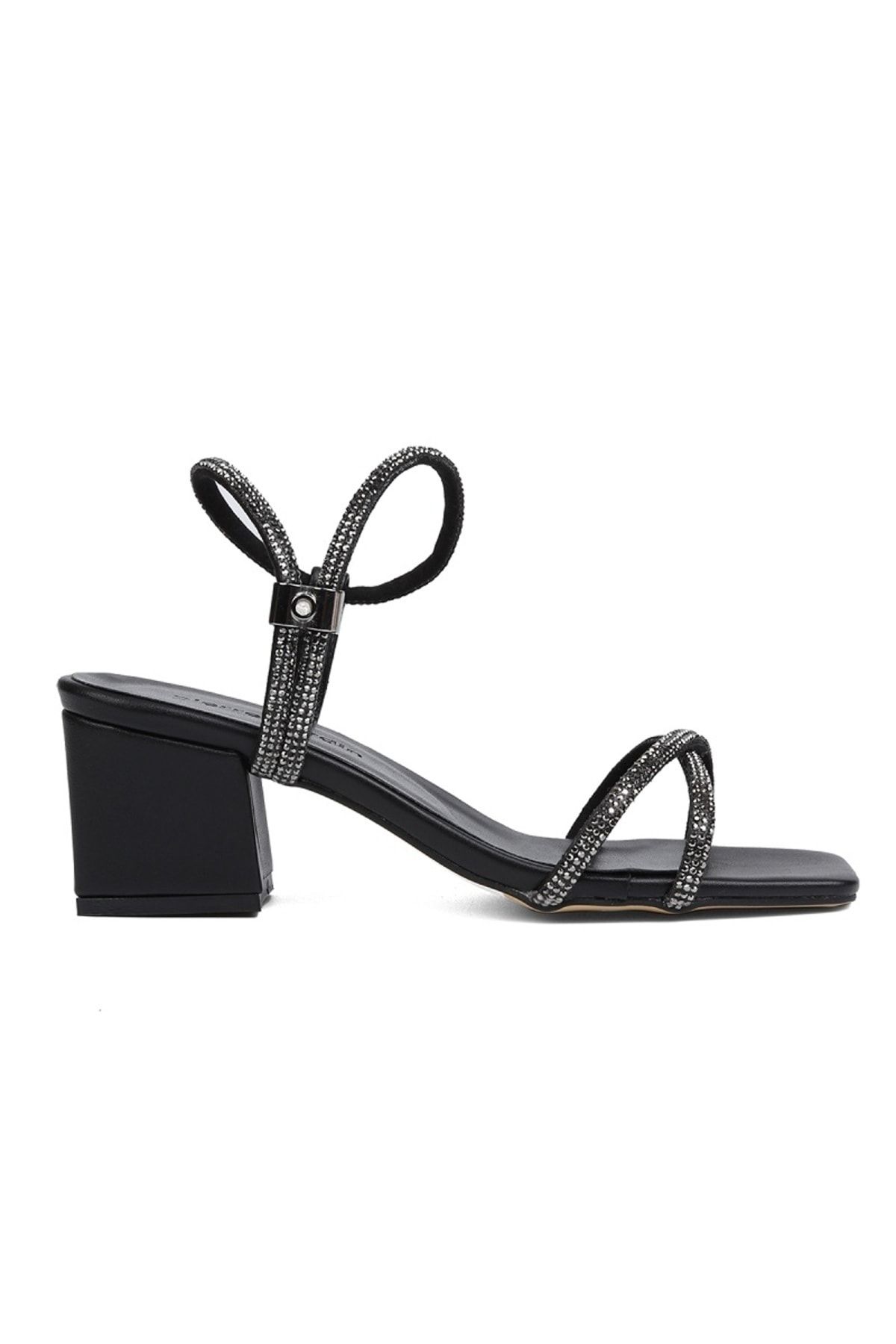 Pierre Cardin ® | PC-52286-Siyah Taşlı Kadın Topuklu Ayakkabı