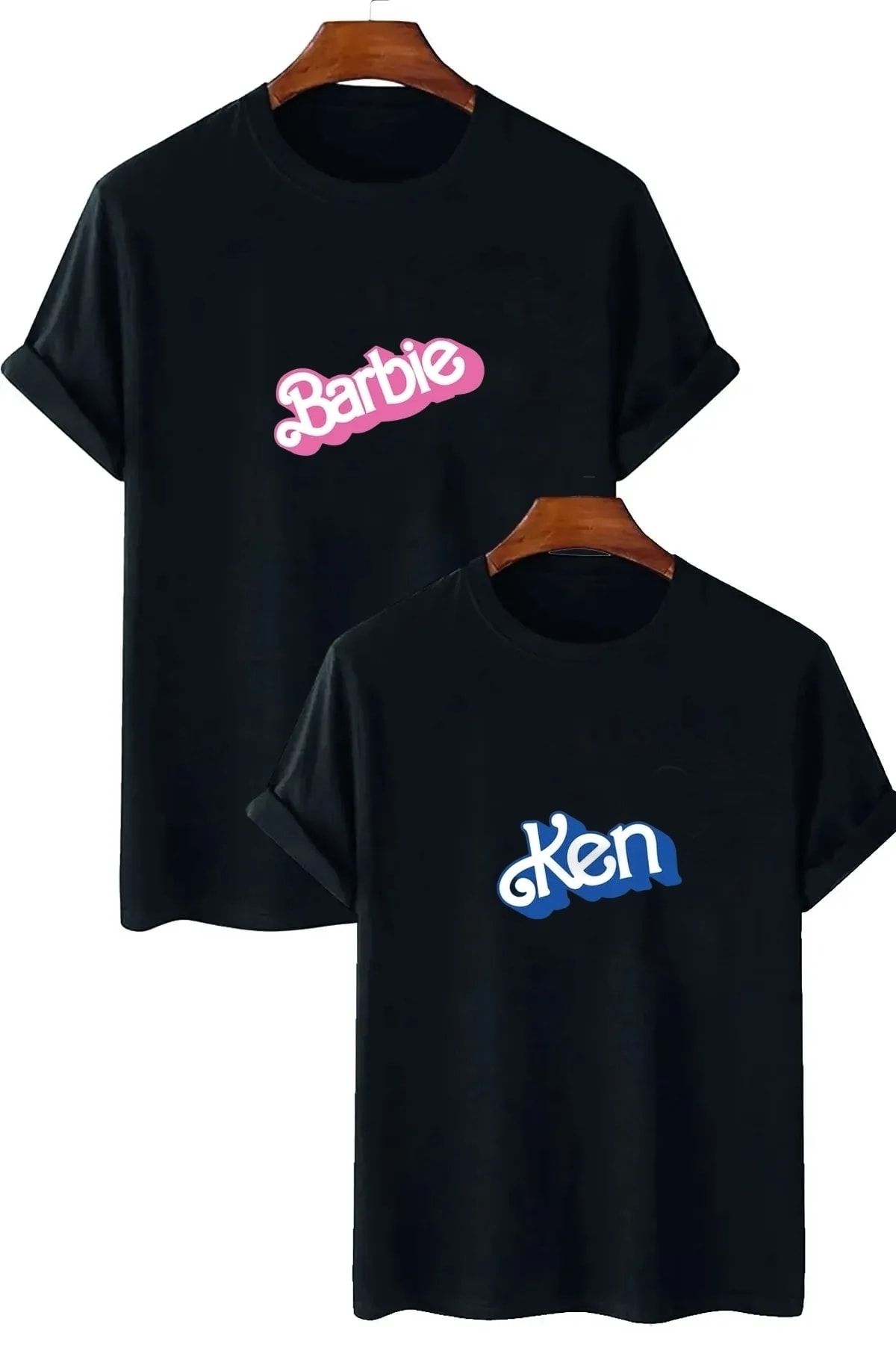 EgeModa Oversize Barbie & Ken Baskılı Sevgili Kombini T-shirt (2 Ürün)