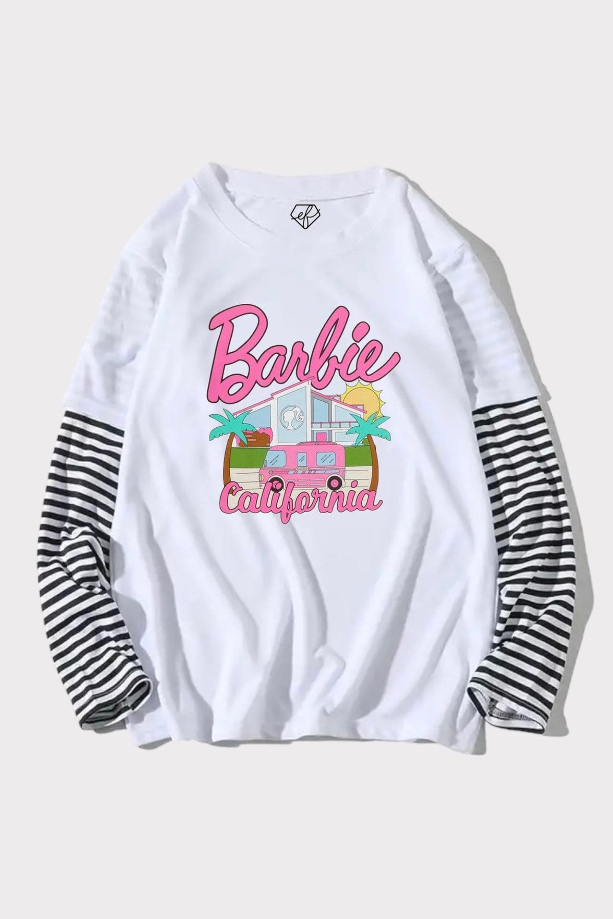 Ef Butik Beyaz Barbie California Birleşik T-shirt