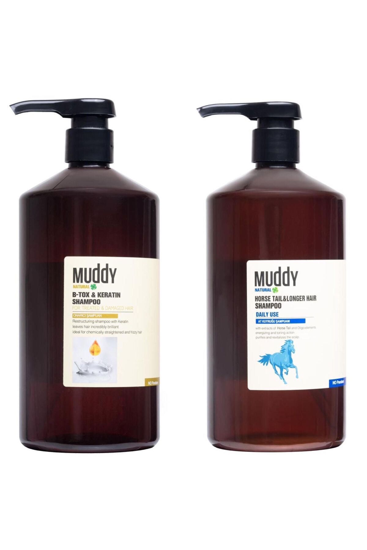 Muddy B-tox&keratın Shampoo 1000 ml + Horse Taıl&longer Haır Shampoo 1000 ml