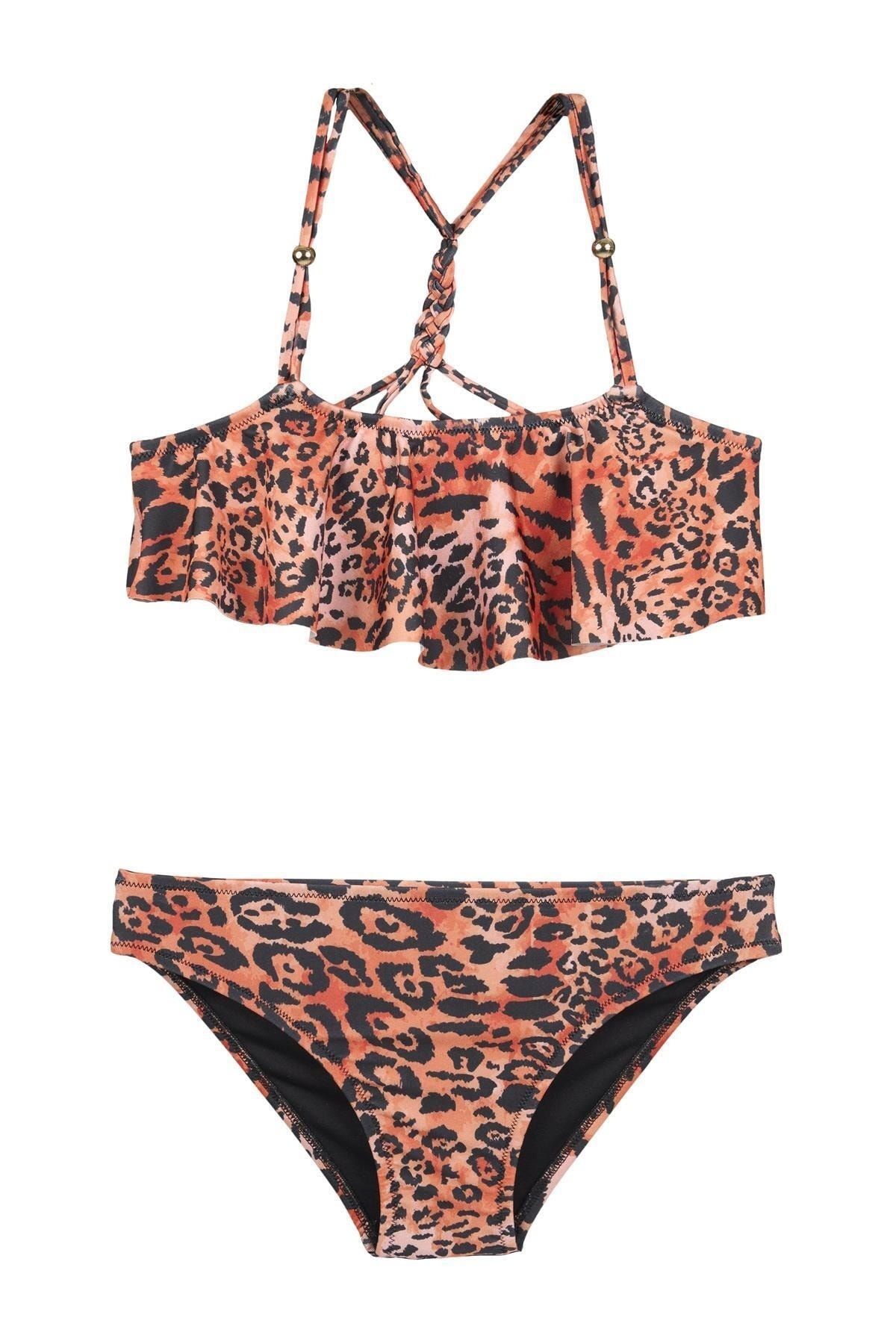 Volanlı Aksesuarlı Çocuk Bikini Wıld 234210-D
