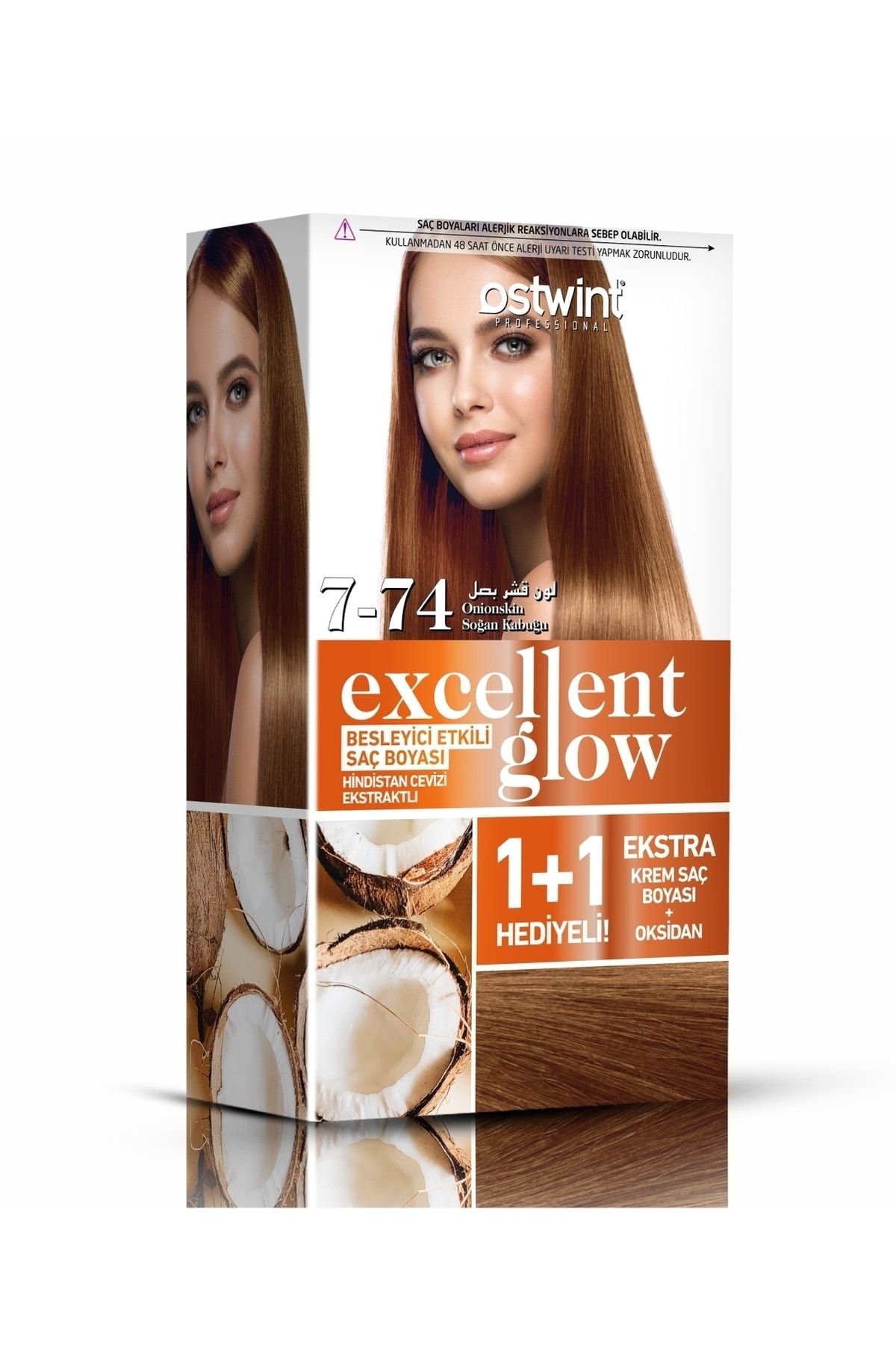 Ostwint Excellent Glow 1+1 Hediyeli Saç Boyası Seti No.7.74 Soğan Kabuğu