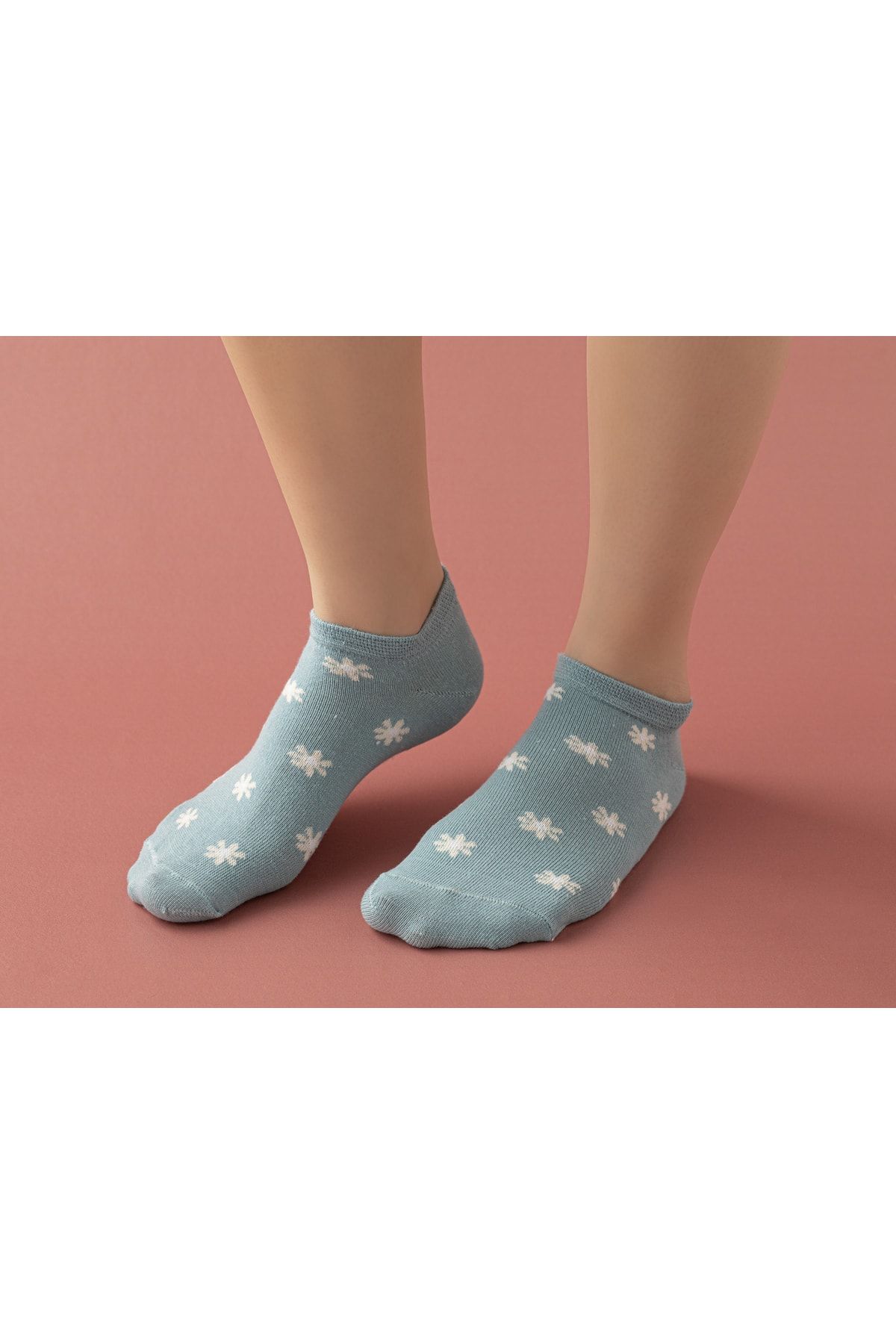 English Home Sanne Pamuk Kadın Üçlü Patik Çorap 36-40 Ekru - Mavi - Lacivert