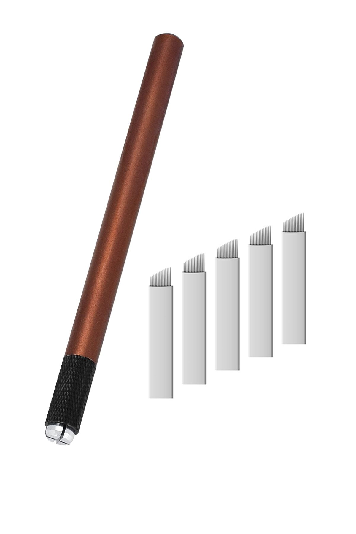 Ahel Microblading Kalemi Manuel Kalıcı Kaş Kalemi 5 Adet 12 Pin Iğne