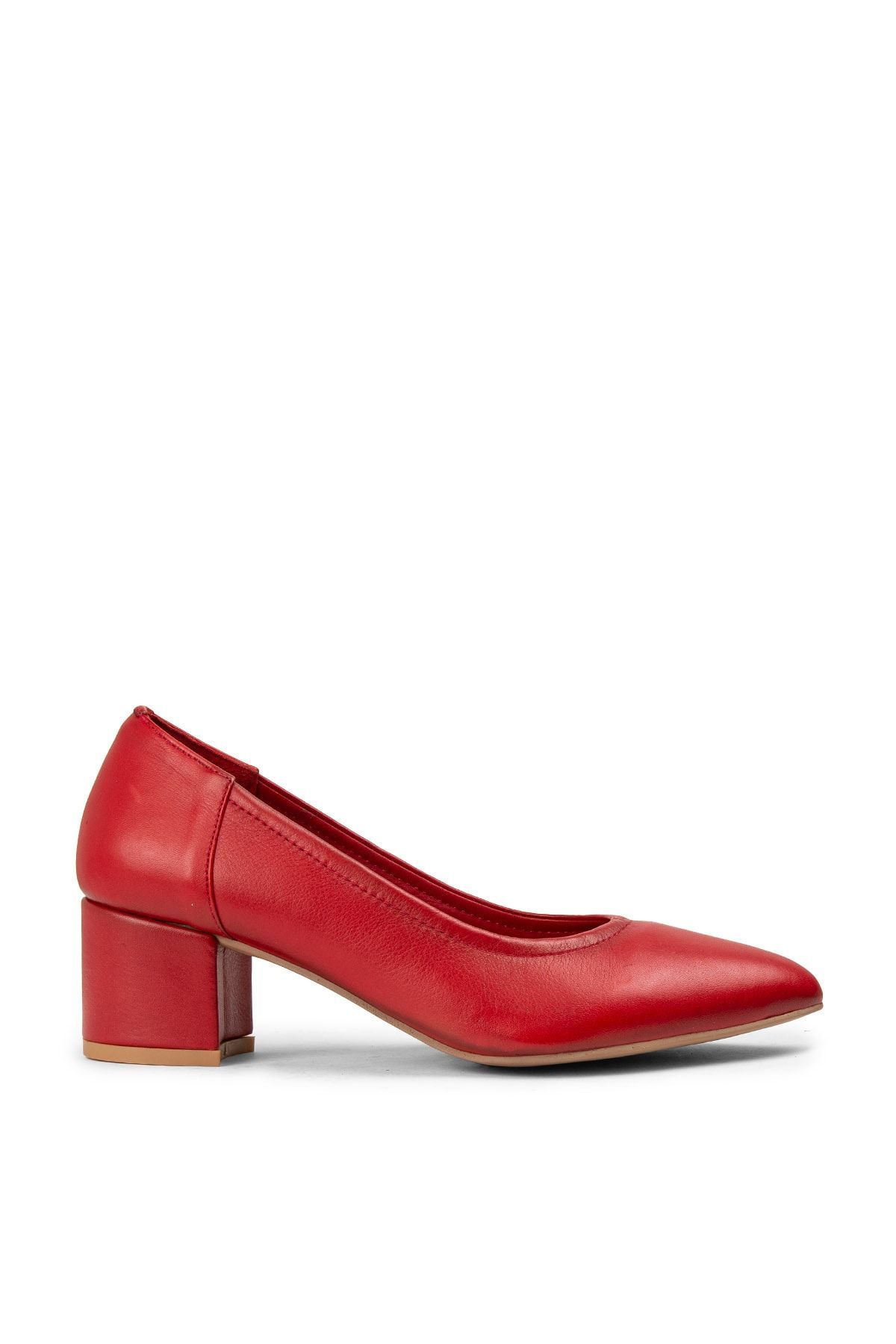 Deery Hakiki Deri Kırmızı Kadın Günlük Topuklu Ayakkabı