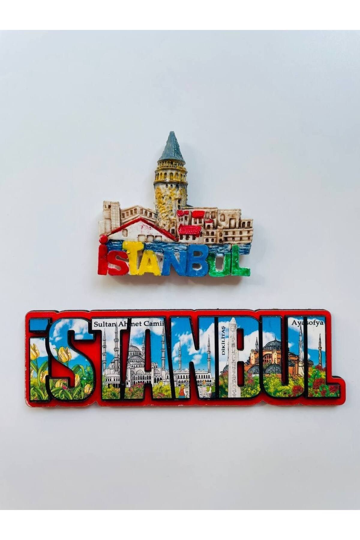 GALATA GIFT Renkli, İstanbul Yazılı, Ahşap ve Polyester Magnet, İkili Magnet, Magnet Seti