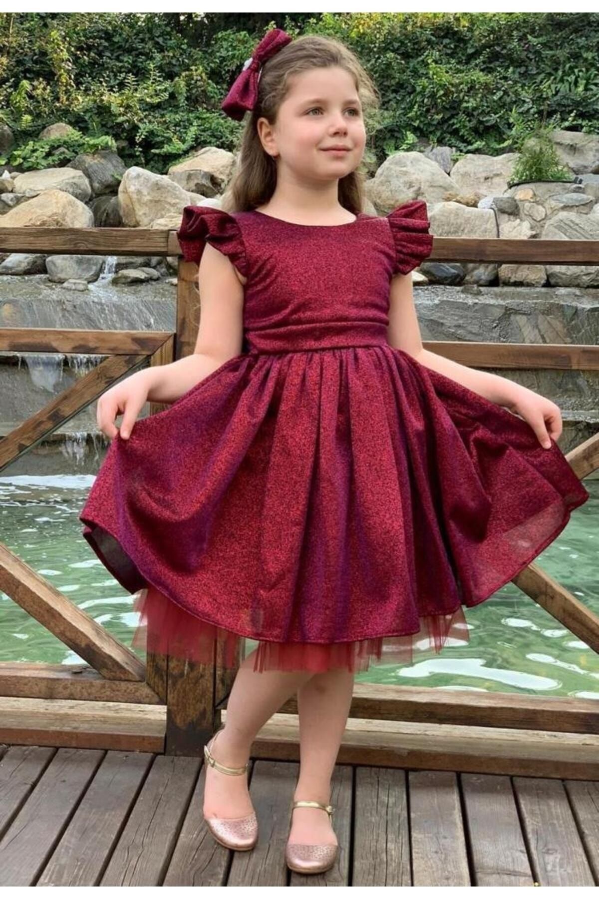 Riccotarz Kız Çocuk Parıldayan Kırmızı Elbise