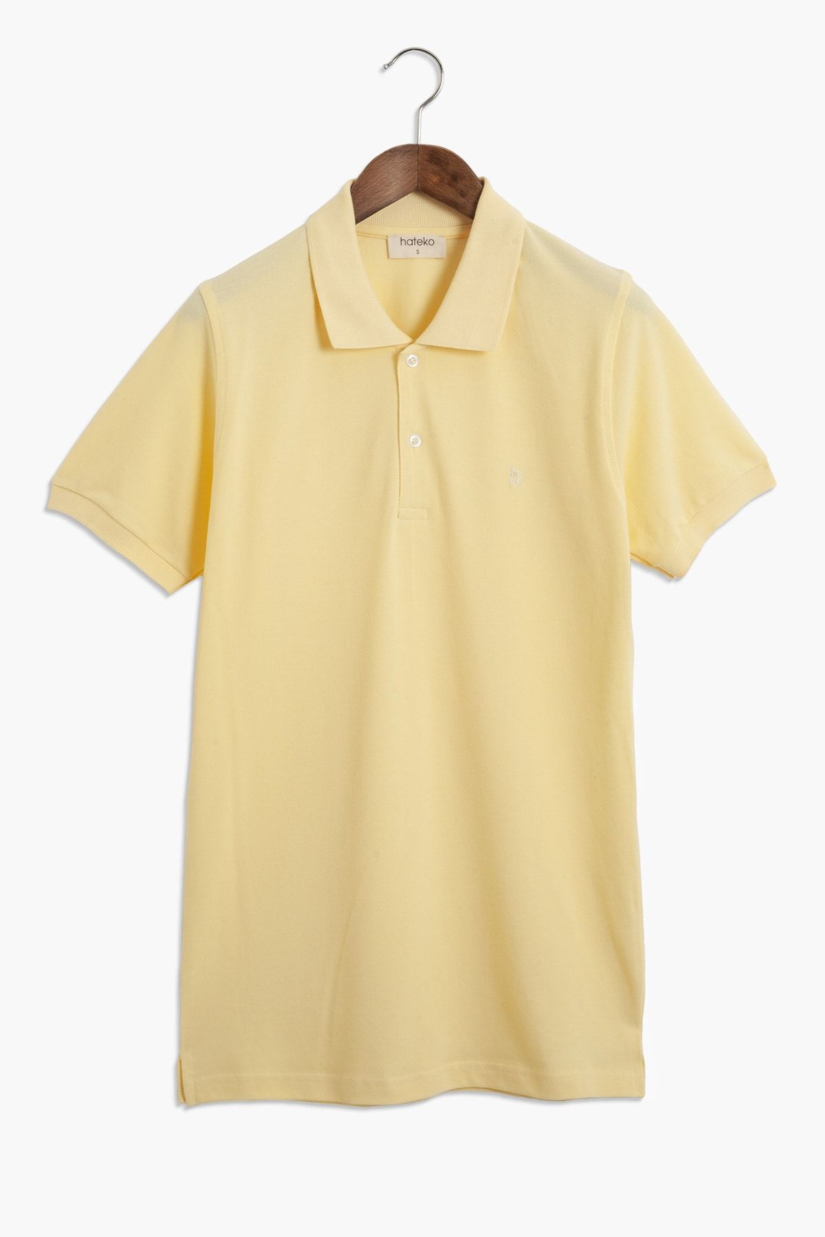 Hateko %100 Pamuk Klasik Kesim Açık Sarı Polo Yaka Tişört