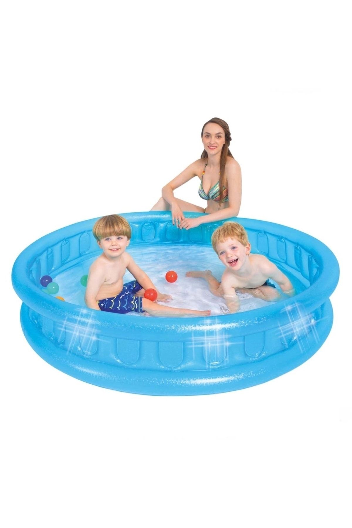 SAZE 51004 Mavi Yuvarlak Havuz Sıcak yaz günlerinde çocuklarınız için çok keyifli bir eğlence aracıdır.