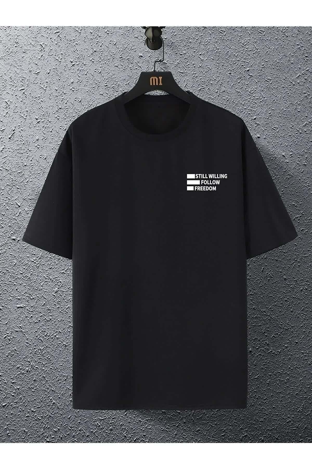 Genel Markalar Unisex Beyaz Oversiz Still Follow Freedom Baskılı T-shirt