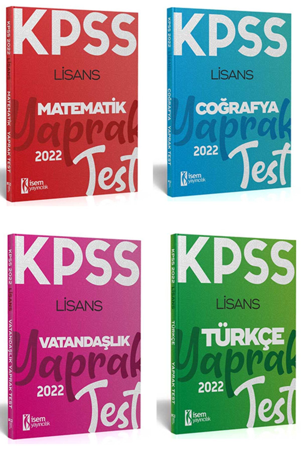 İsem Yayıncılık 2022 KPSS Lisans Türkçe - Matematik - Vatandaşlık - Coğrafya Yaprak Test Seti İsem Yayıncılık