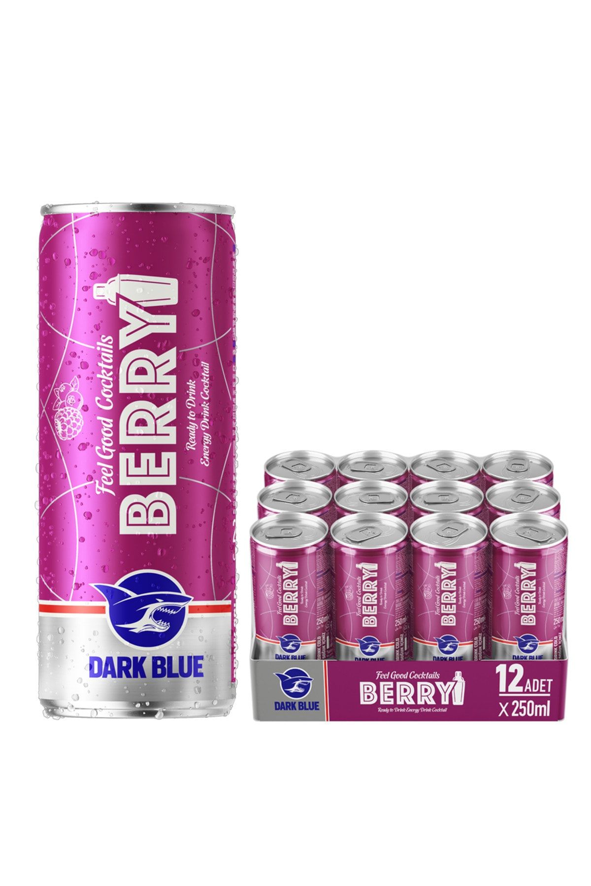 Dark blue Berry Enerji Içeceği, 250 ml (12'Lİ PAKET, 12 ADET X 250 ML)