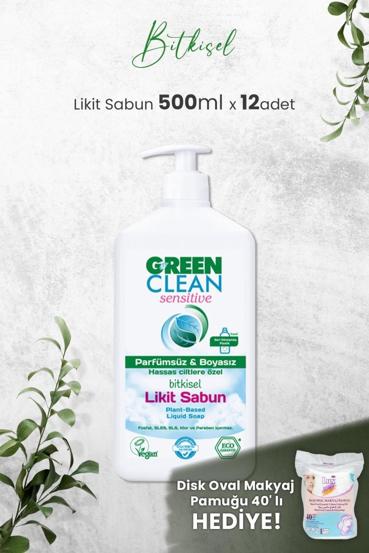 Green Clean Organik Kokusuz Likit Sensitive Sabun 500 ml x 12 Adet ve Hediyeli