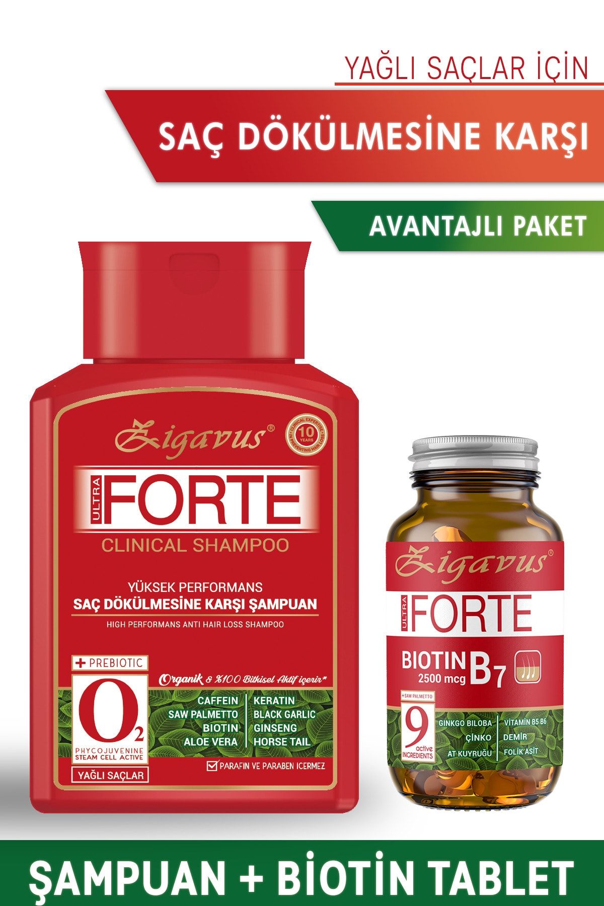 Zigavus Forte Clinical Saç Dökülmesine Karşı Avantajlı 2'li Paket (yağlı Saçlar)