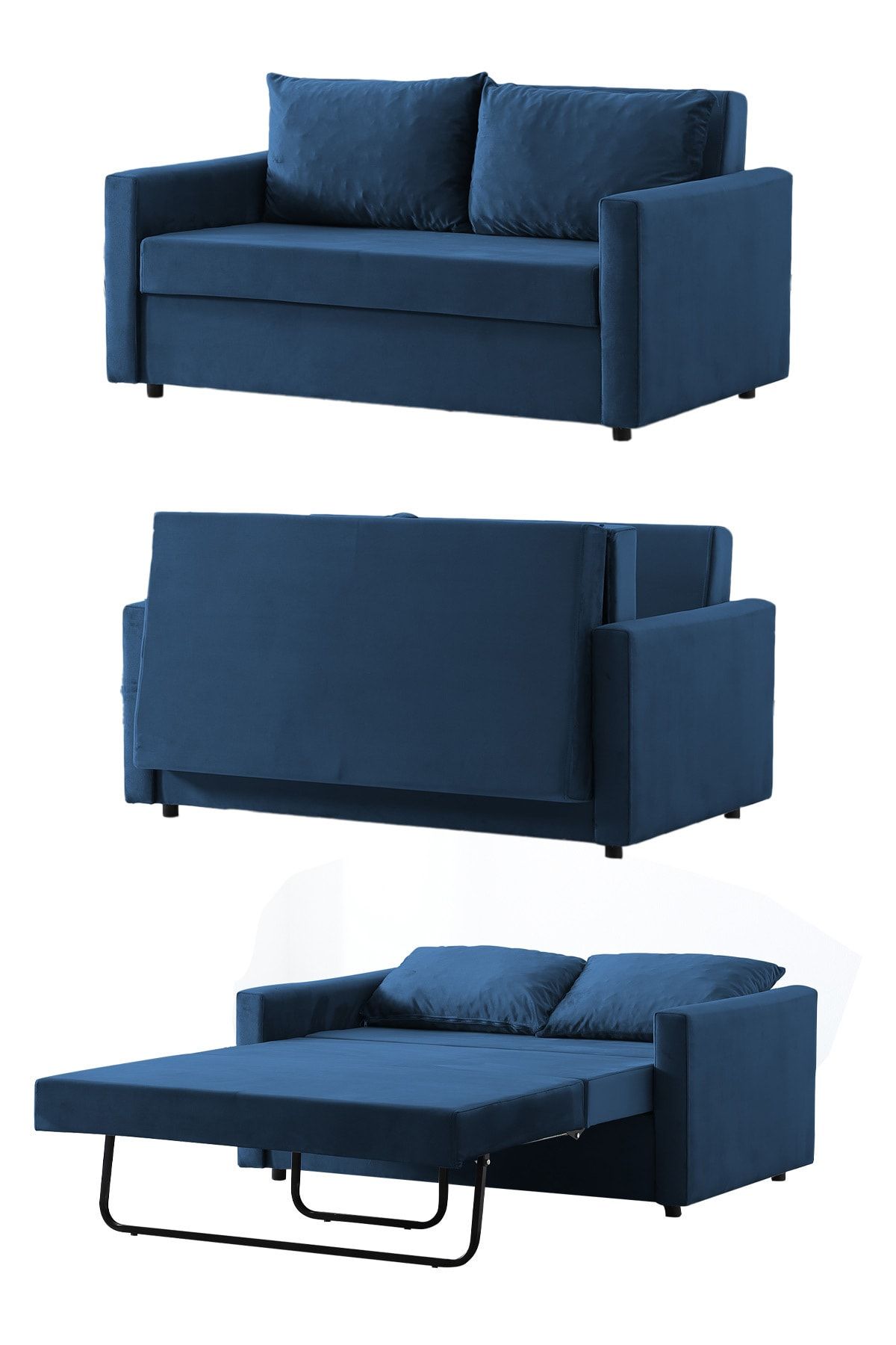 ipek mobilya Delfi Iki Kişilik Yatak Olabilen Koltuk - Refakatçı Koltuğu ( Mavi )