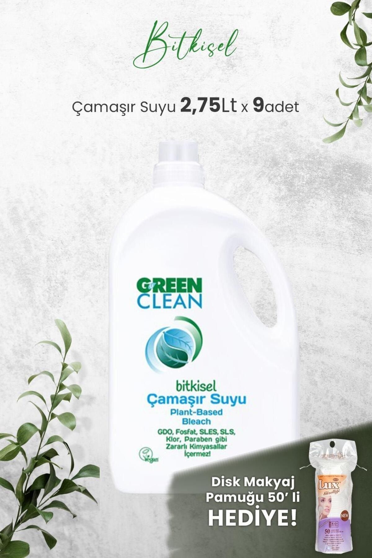 Green Clean Bitkisel Çamaşır Suyu 2,75 Lt x 9 Adet ve Hediyeli