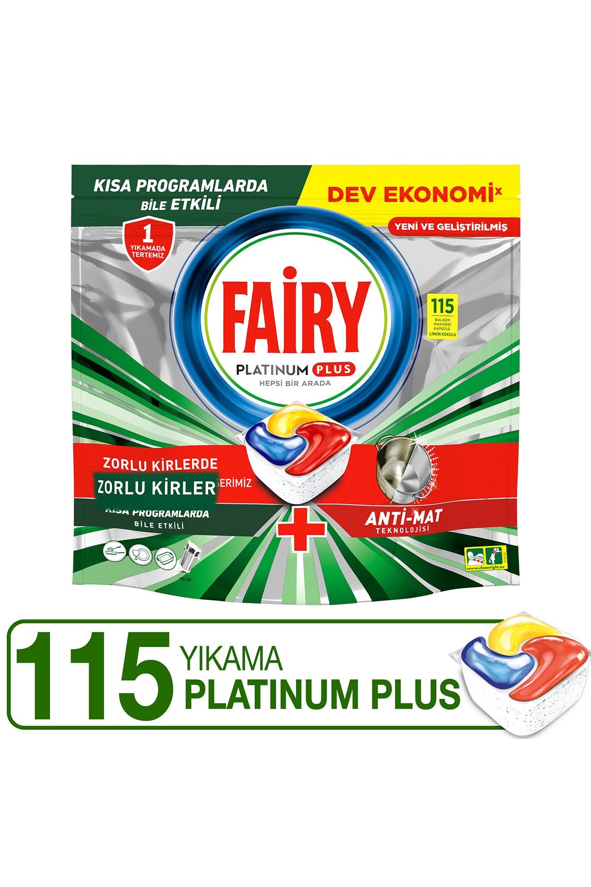 Fairy Platinum Plus Bulaşık Deterjanı Kapsülü Limon Kokulu 115 Li
