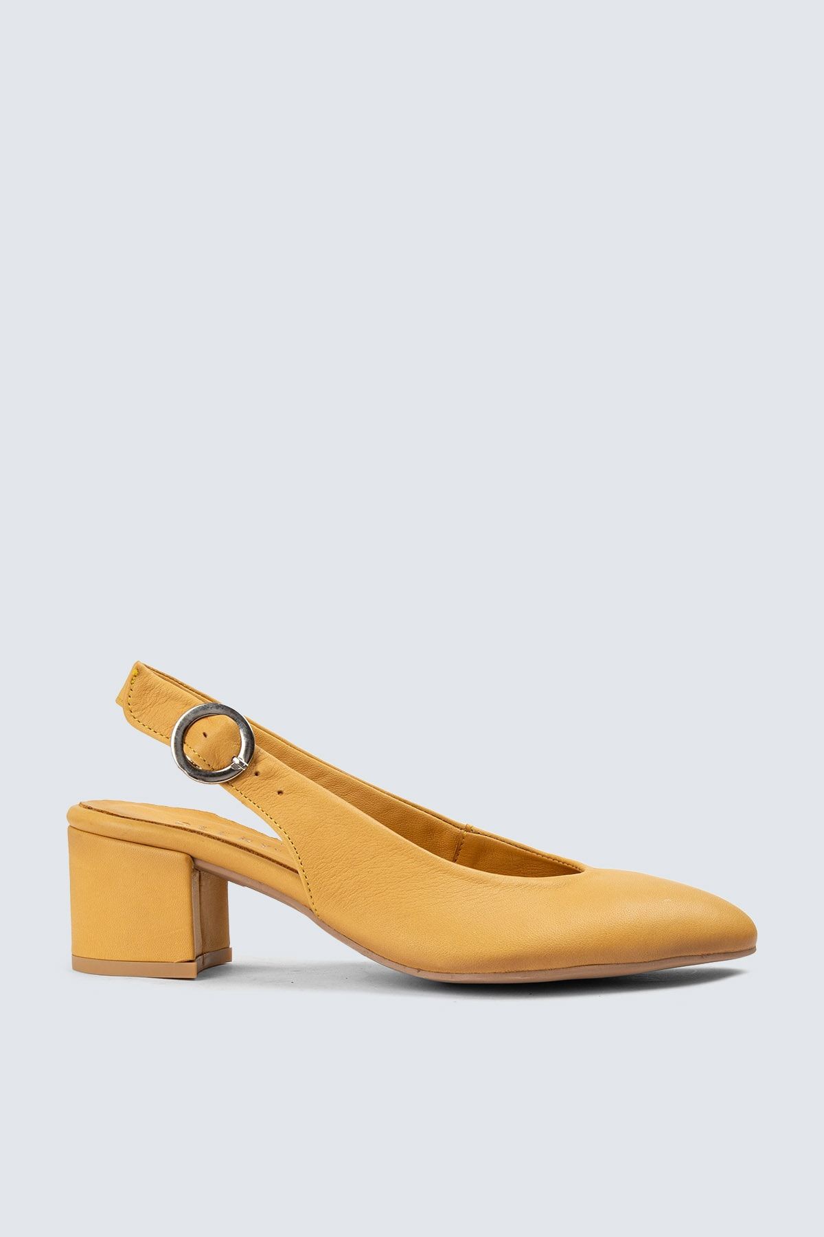 Deery Hakiki Deri Sarı Kadın Topuklu Günlük Ayakkabı